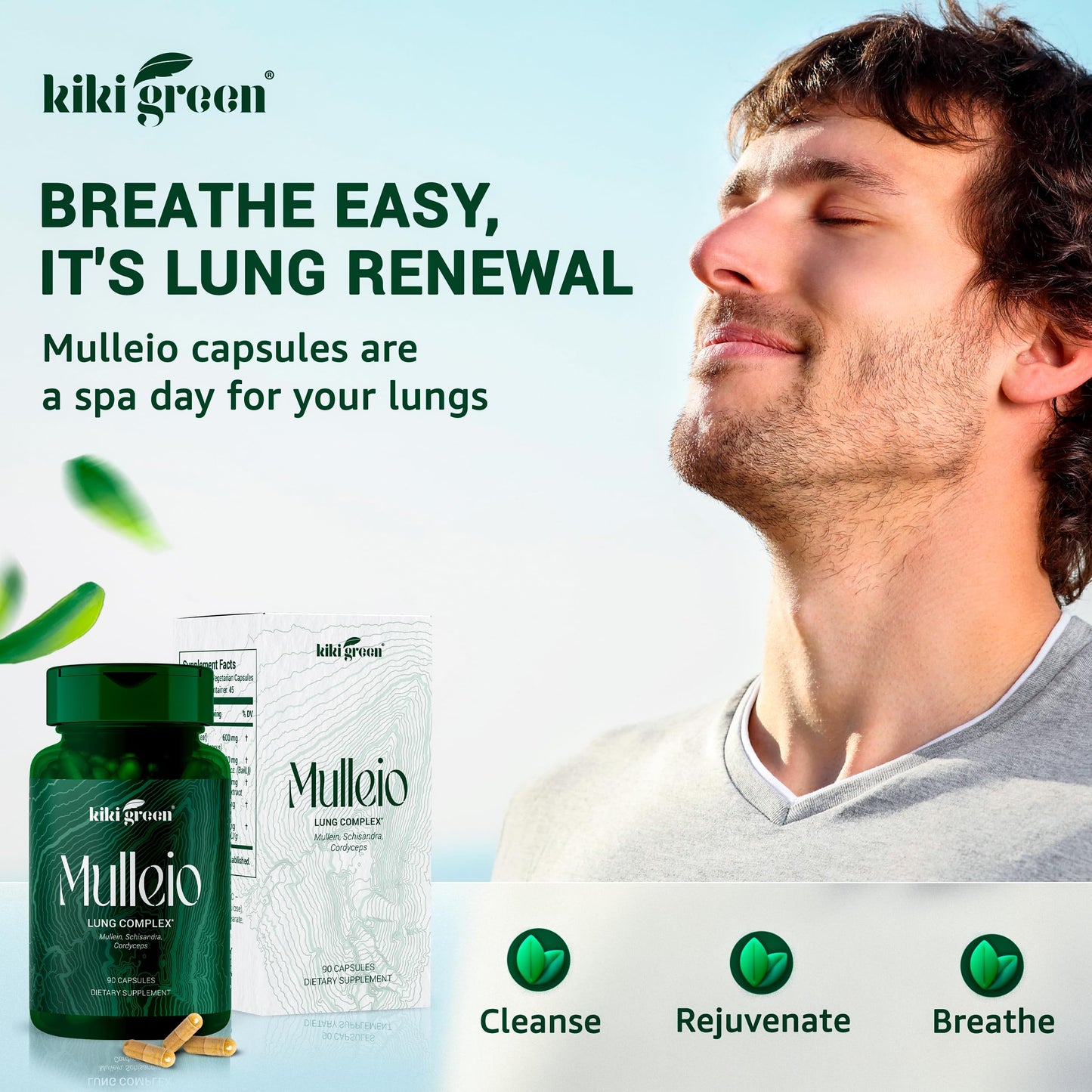 KIKI Green Mulleio Lung Health Capsules, 90 Count