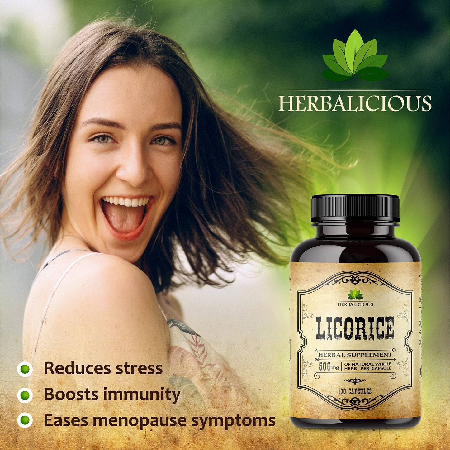 HERBALICIOUS Licorice Root Capsule 100 Count