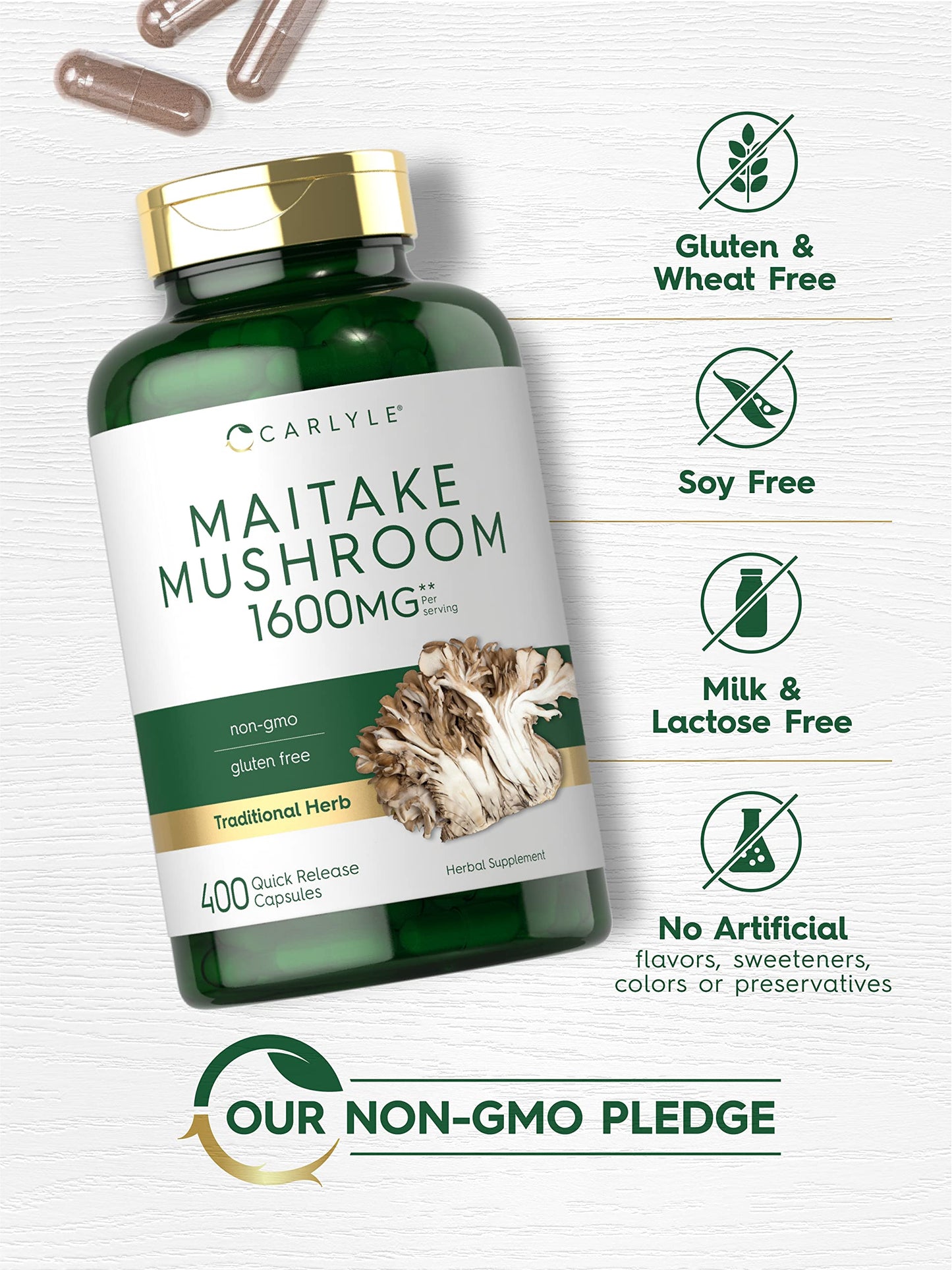 Carlyle Maitake Mushroom Supplement Capsules 400