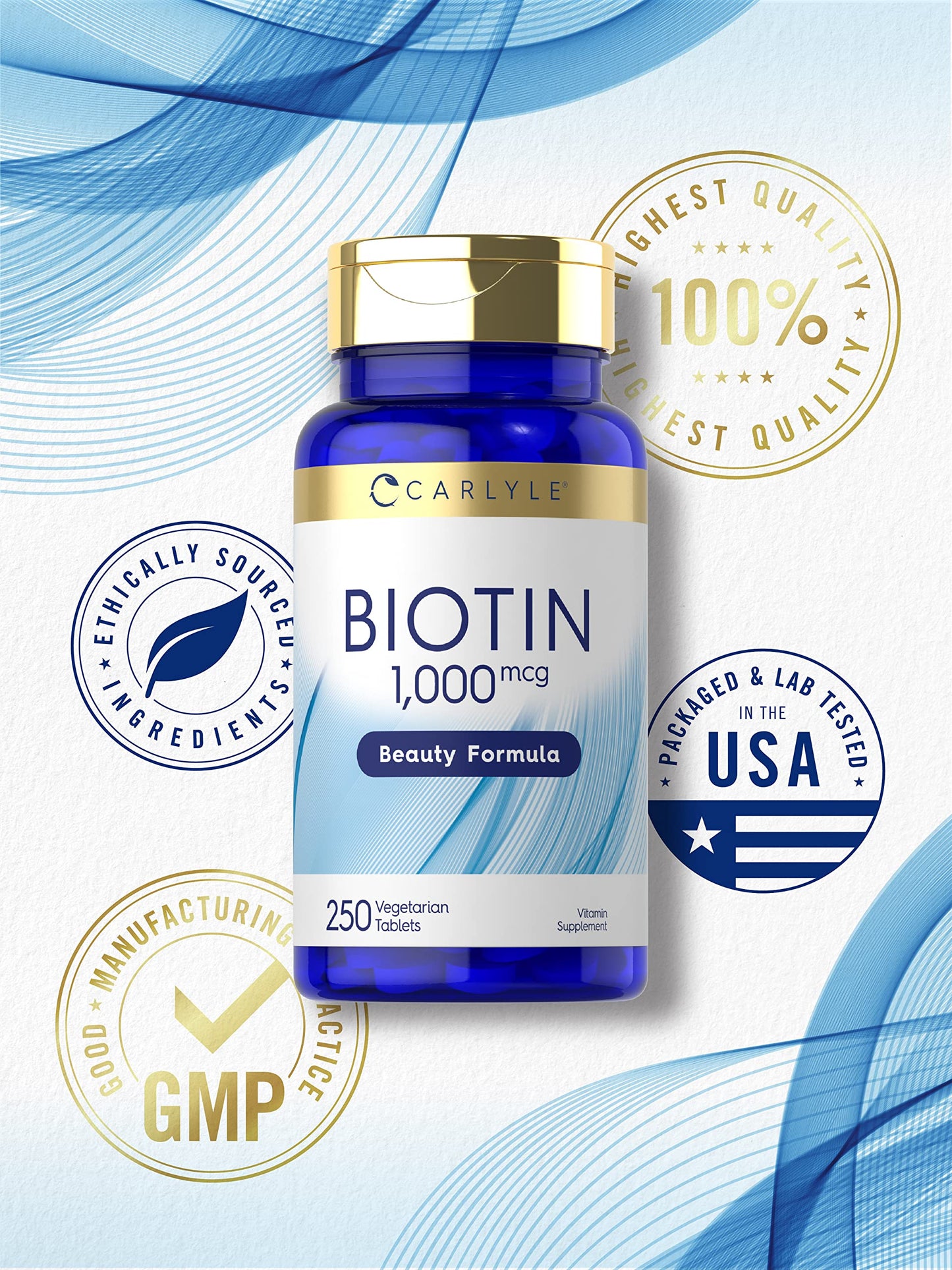 Carlyle Biotin 1000mcg Tablets, 250 Tablets