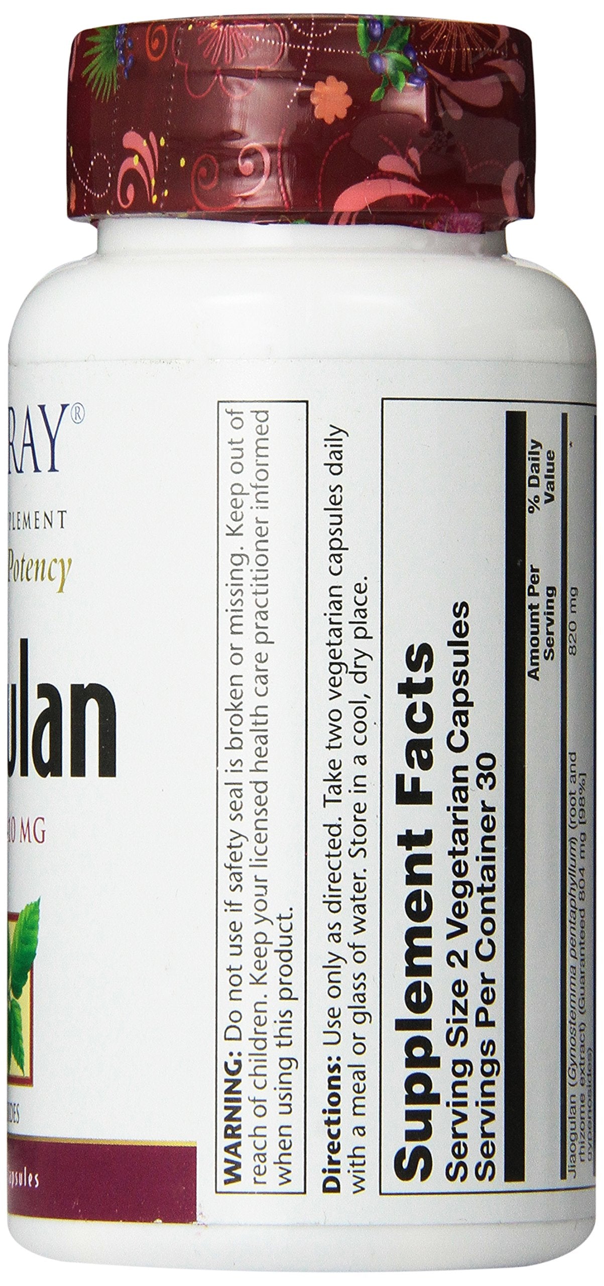 Solaray Jiaogulan 410mg Capsules, 60 Count