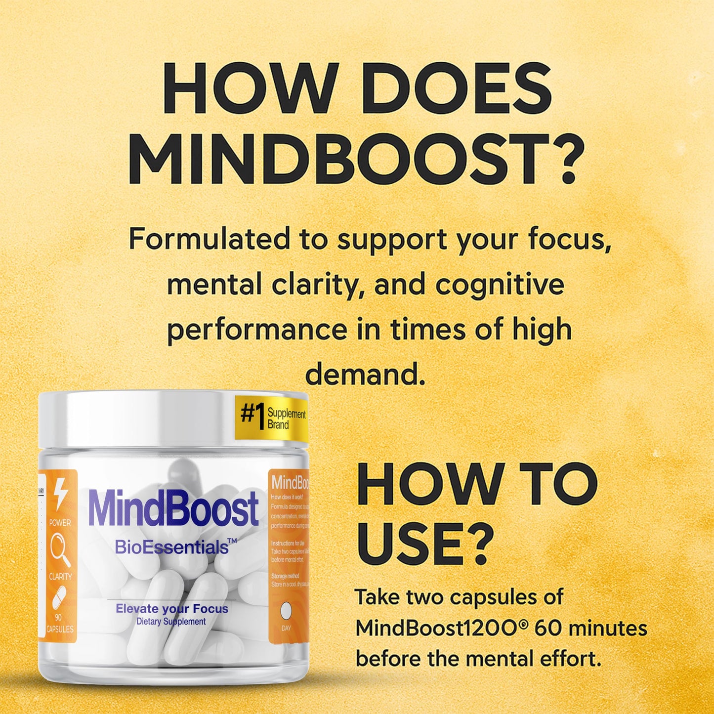 BioEssentials MindBoost 10-Ingredient Nootropic Stack Citicoline 280mg & L-Tyrosine 280mg – Cognitive Function & Mental Focus – PS 100mg + Uridine Creatine ALA Mg Zn, 60 Capsules