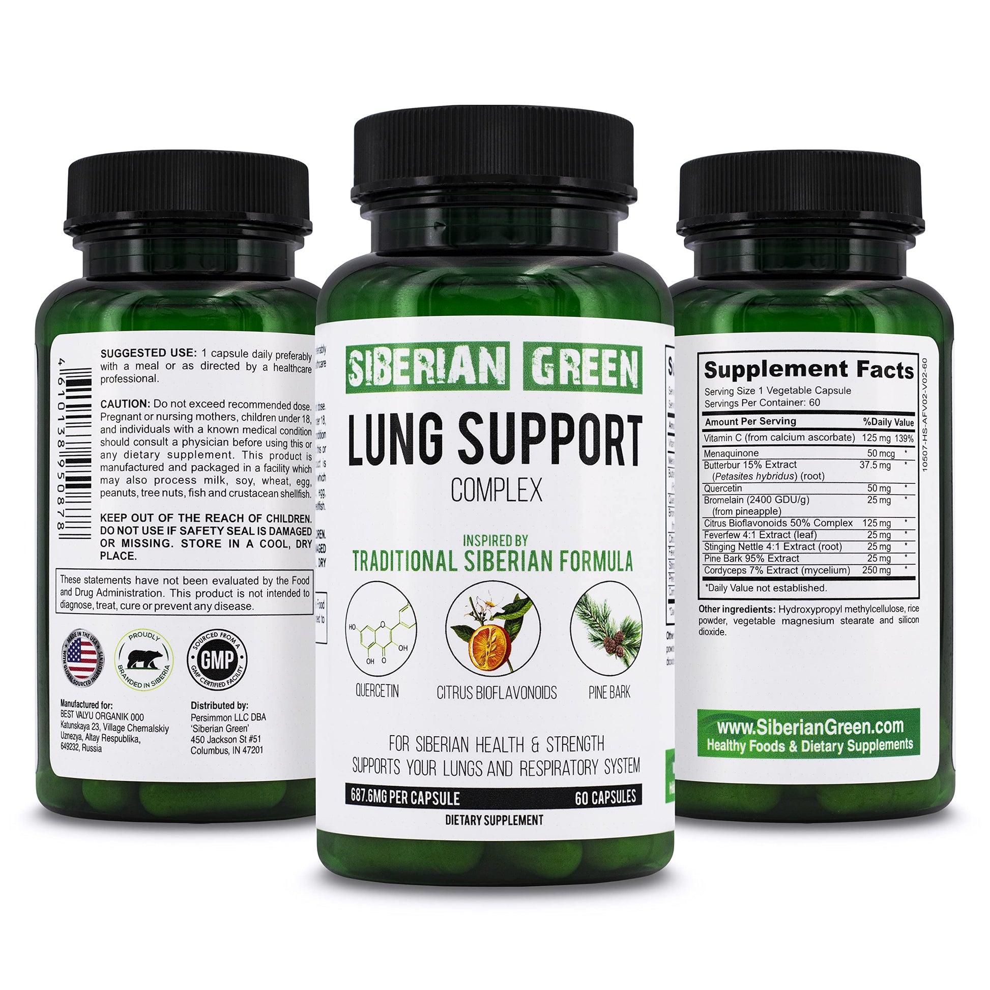 Siberian Green Lung Support Complex Capsules, 60 Count