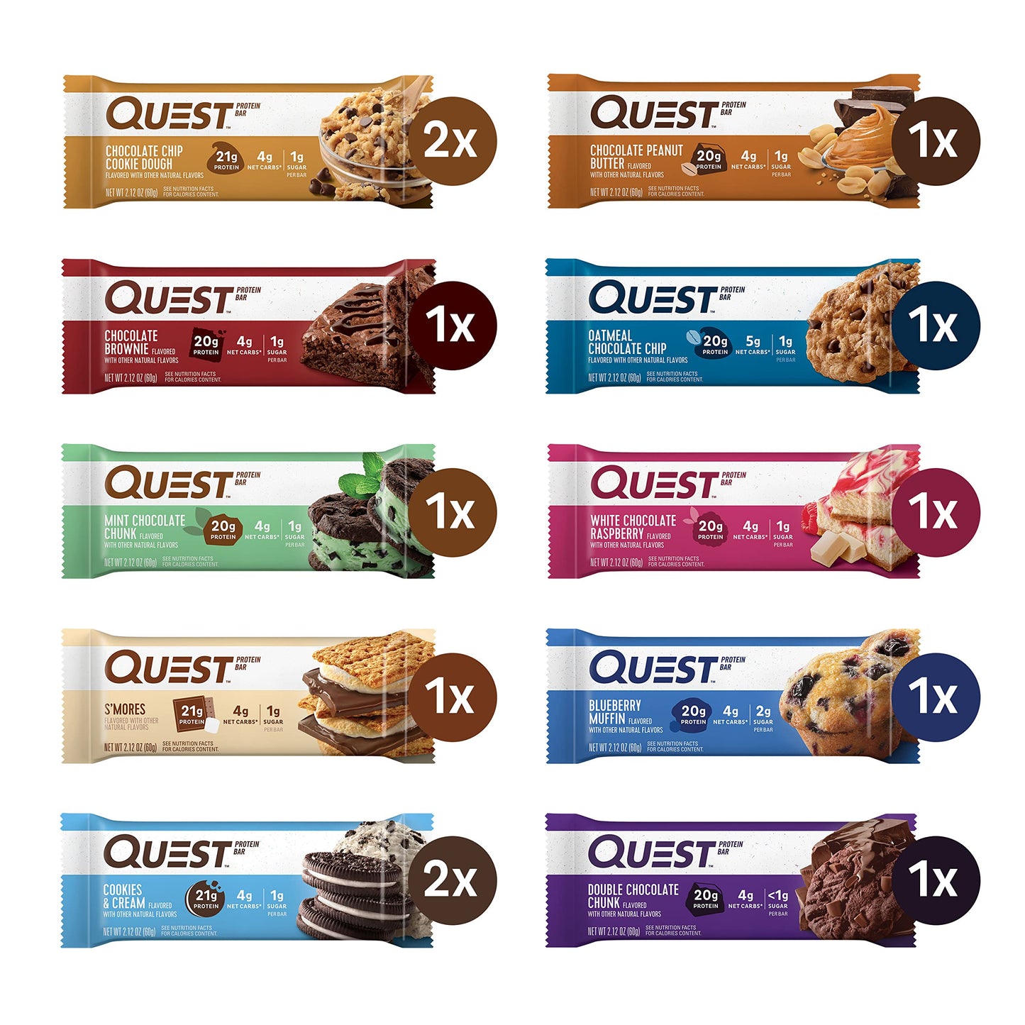 Quest Nutrition Protein Powder & Bars Bundle Salted Caramel Powder 26g Protein 1g Sugar, 12 Bar Variety Pack 20-21g Protein