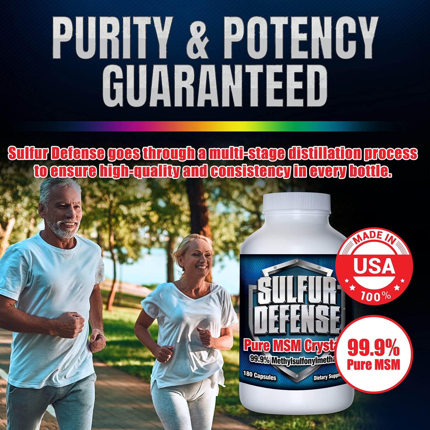 7 Lights Sulfur Defense Opti-MSM 99.9% Pure MSM Capsules, 180 Capsules