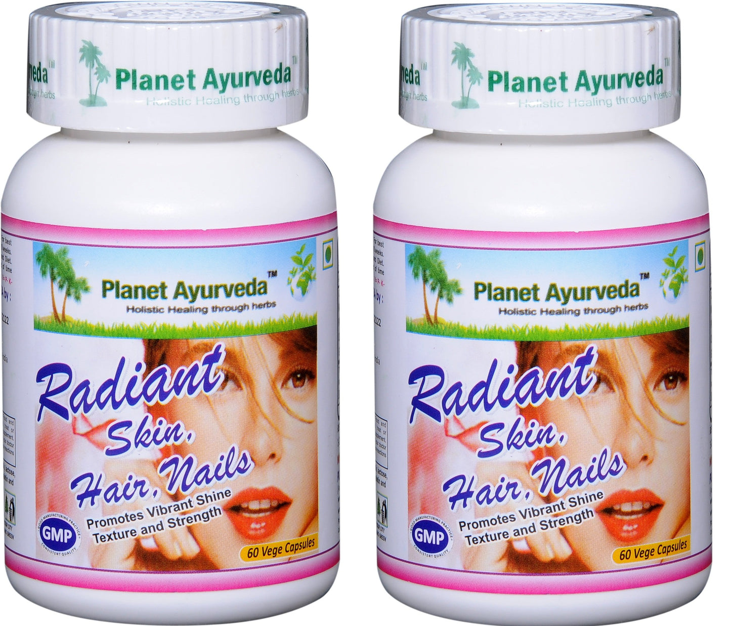 Planet Ayurveda Radiant Hair Skin Nails Veg Capsules, 2 Bottles