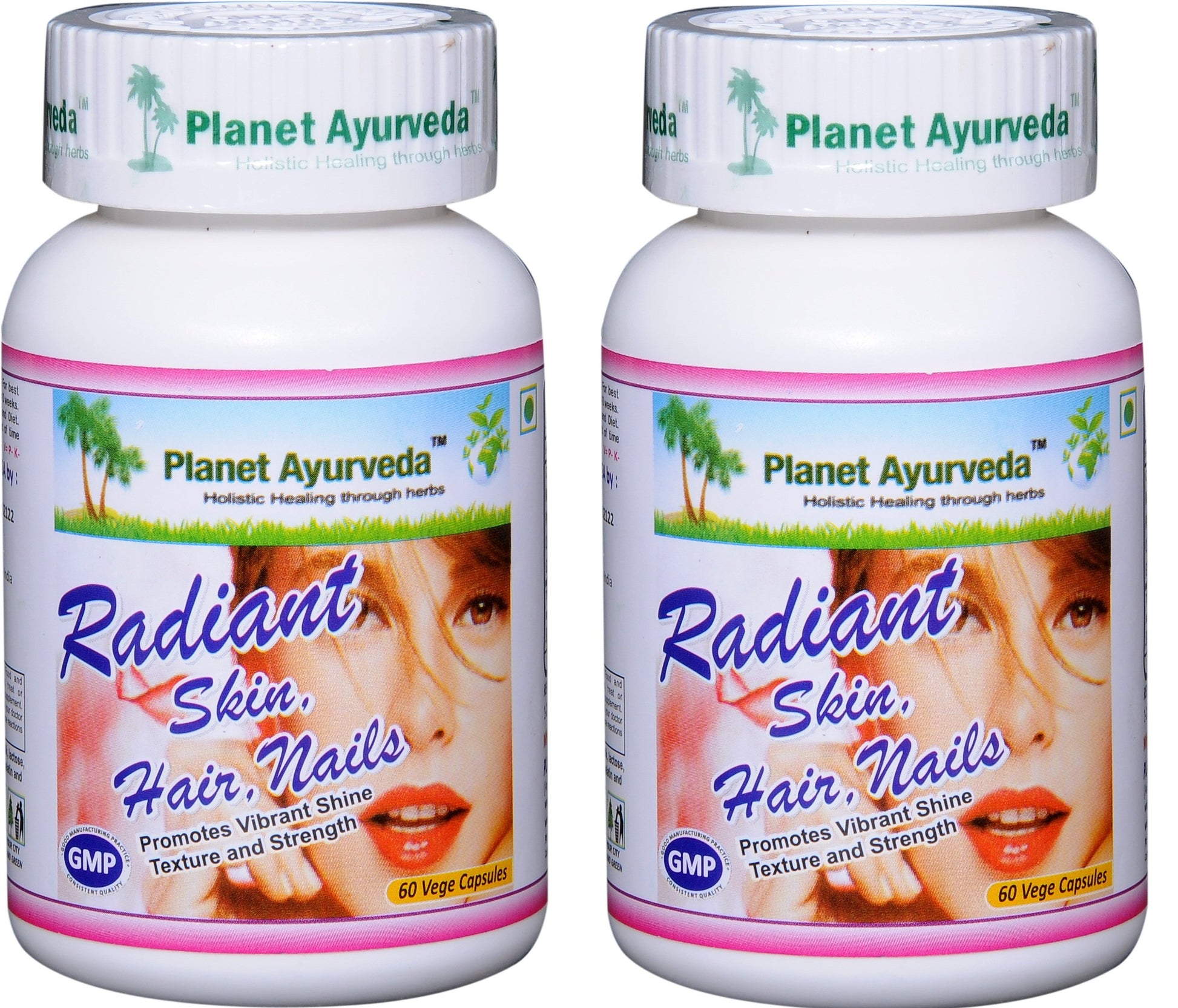 Planet Ayurveda Radiant Hair Skin Nails Veg Capsules, 2 Bottles