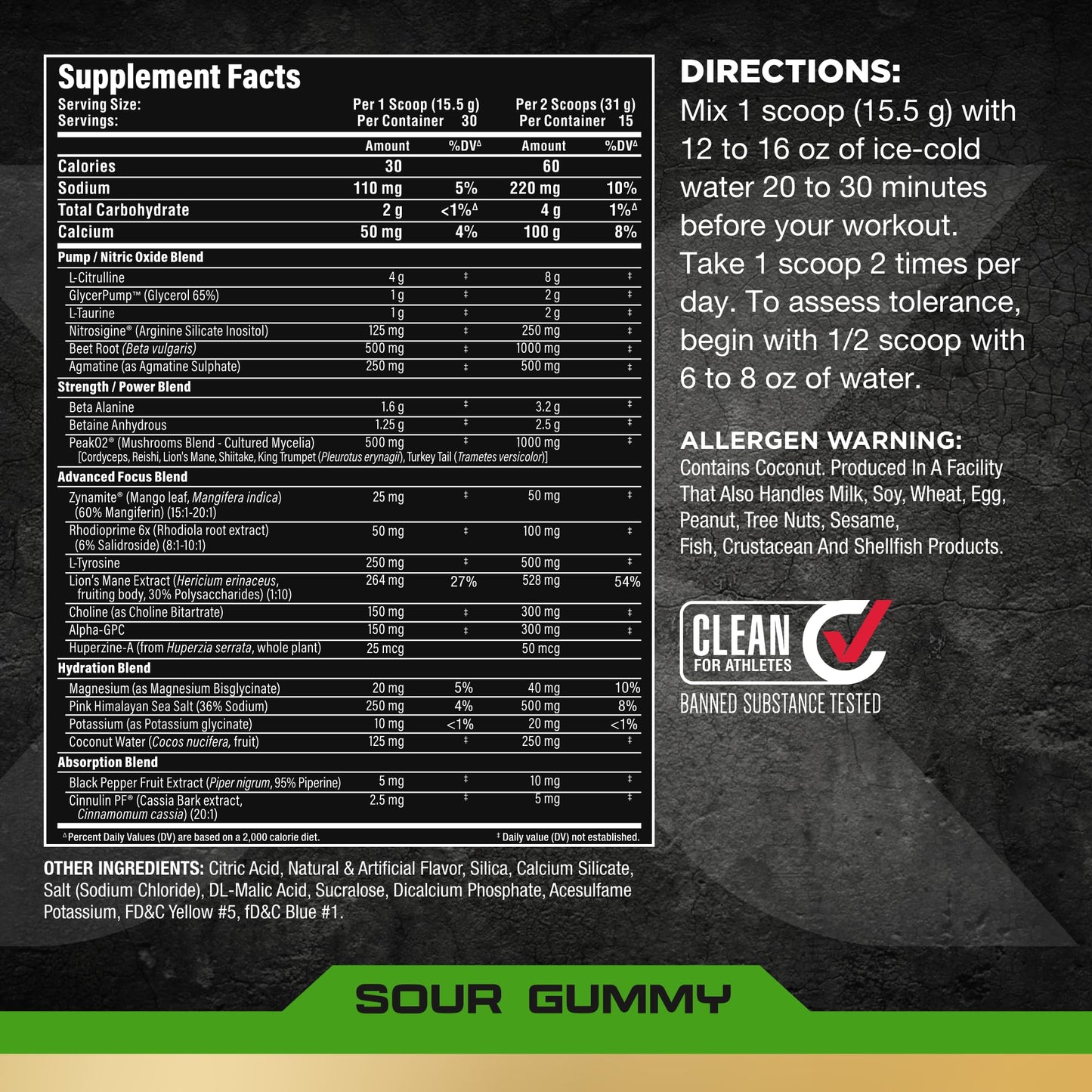 ALLMAX Impact Pump Xtreme Sour Gummy Powder 1.02 oz