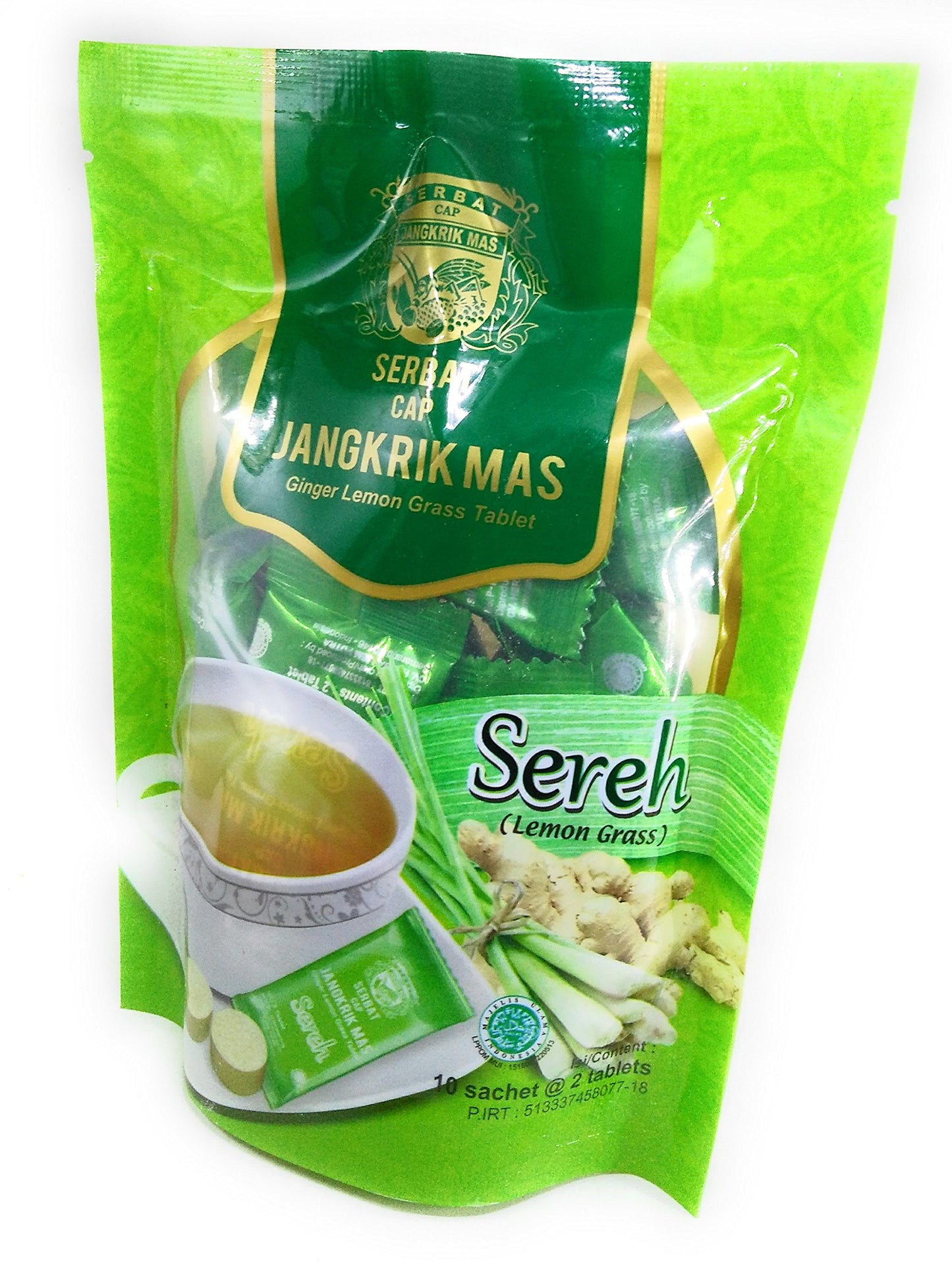 Cap Jangkrik Mas Serbat Ginger Lemon Grass, 10 Tablets