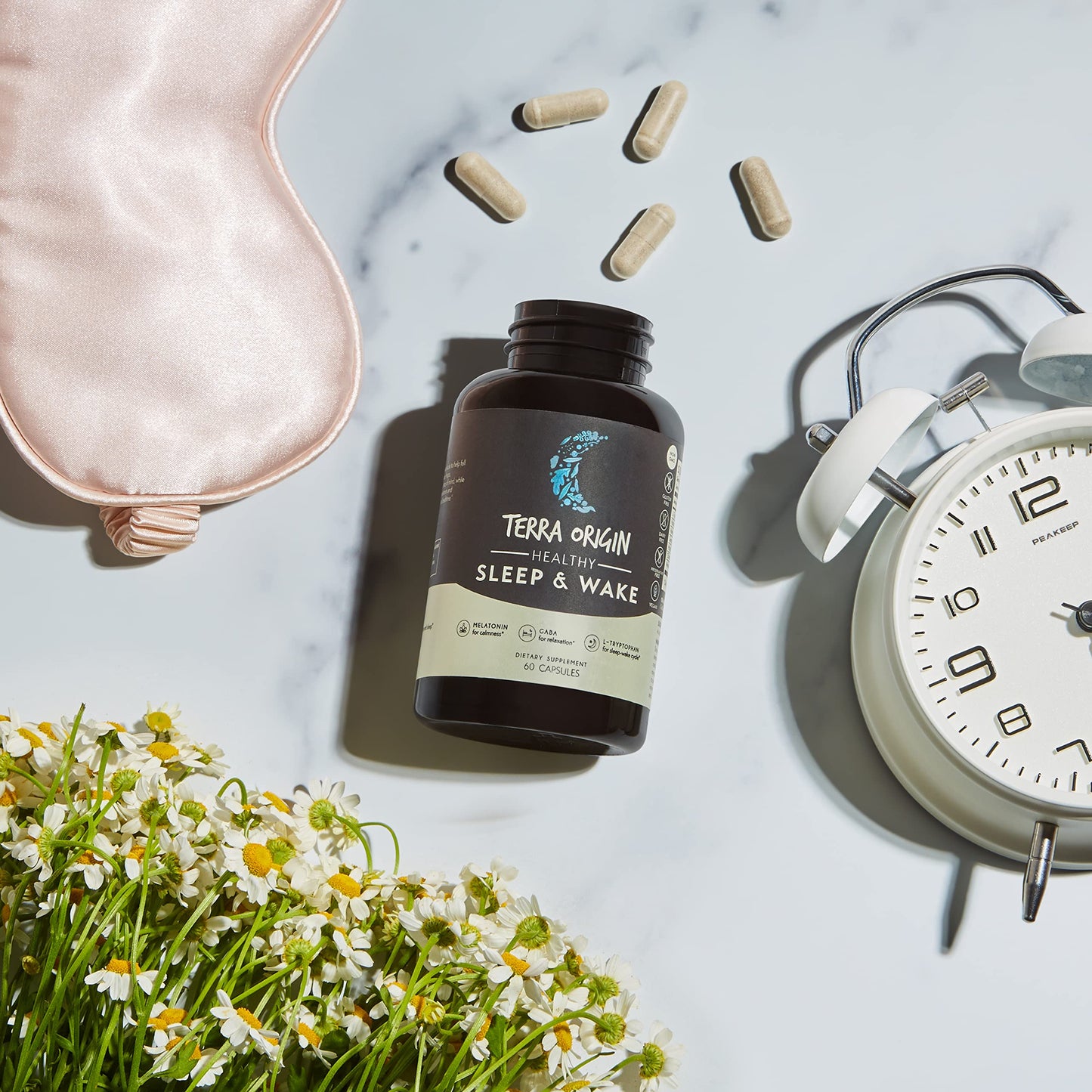 TERRA ORIGIN Healthy Sleep & Wake Natural Sleep Aid Supplement Capsules 60