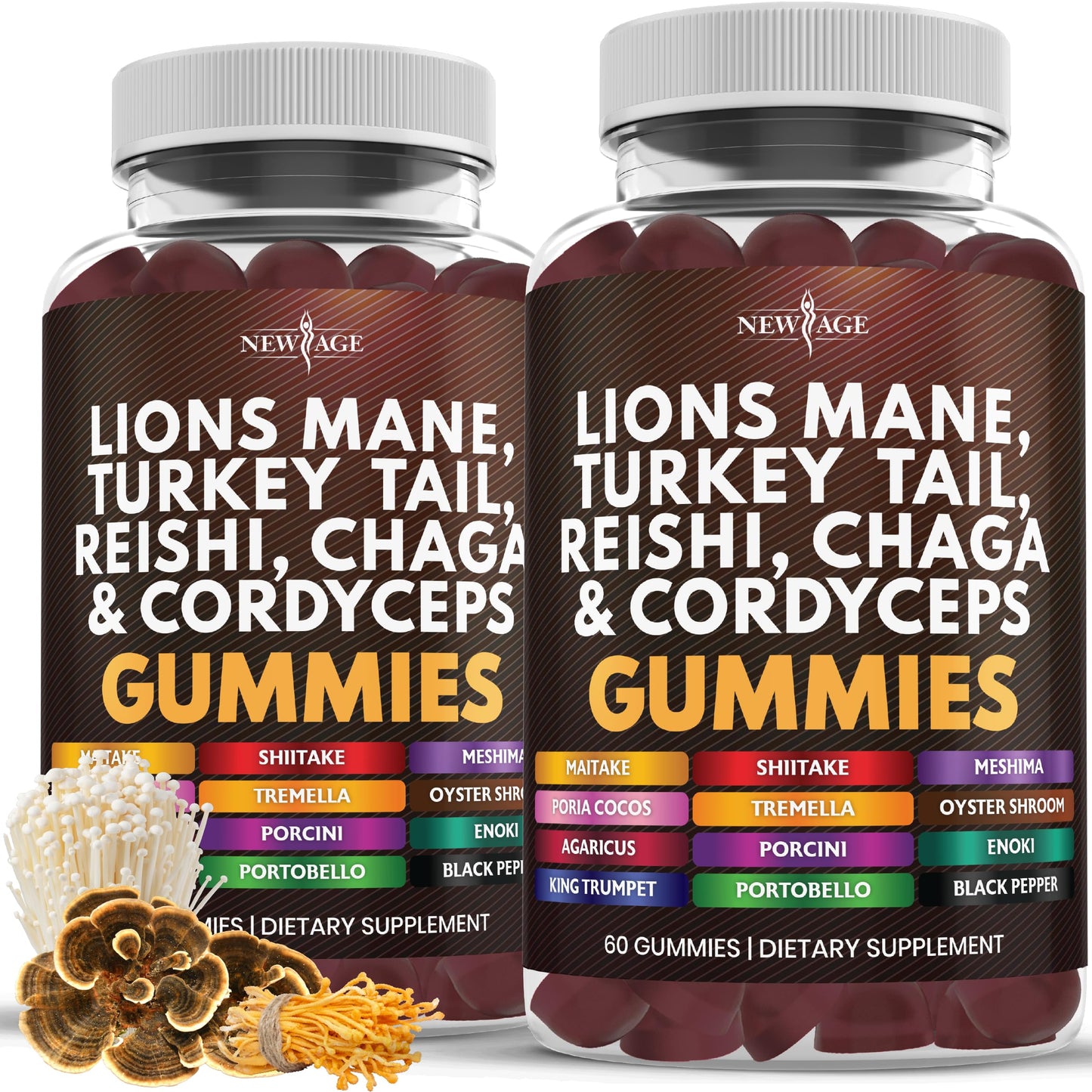 NEW AGE Mushroom Lion's Mane Supplement Gummies 120 Count