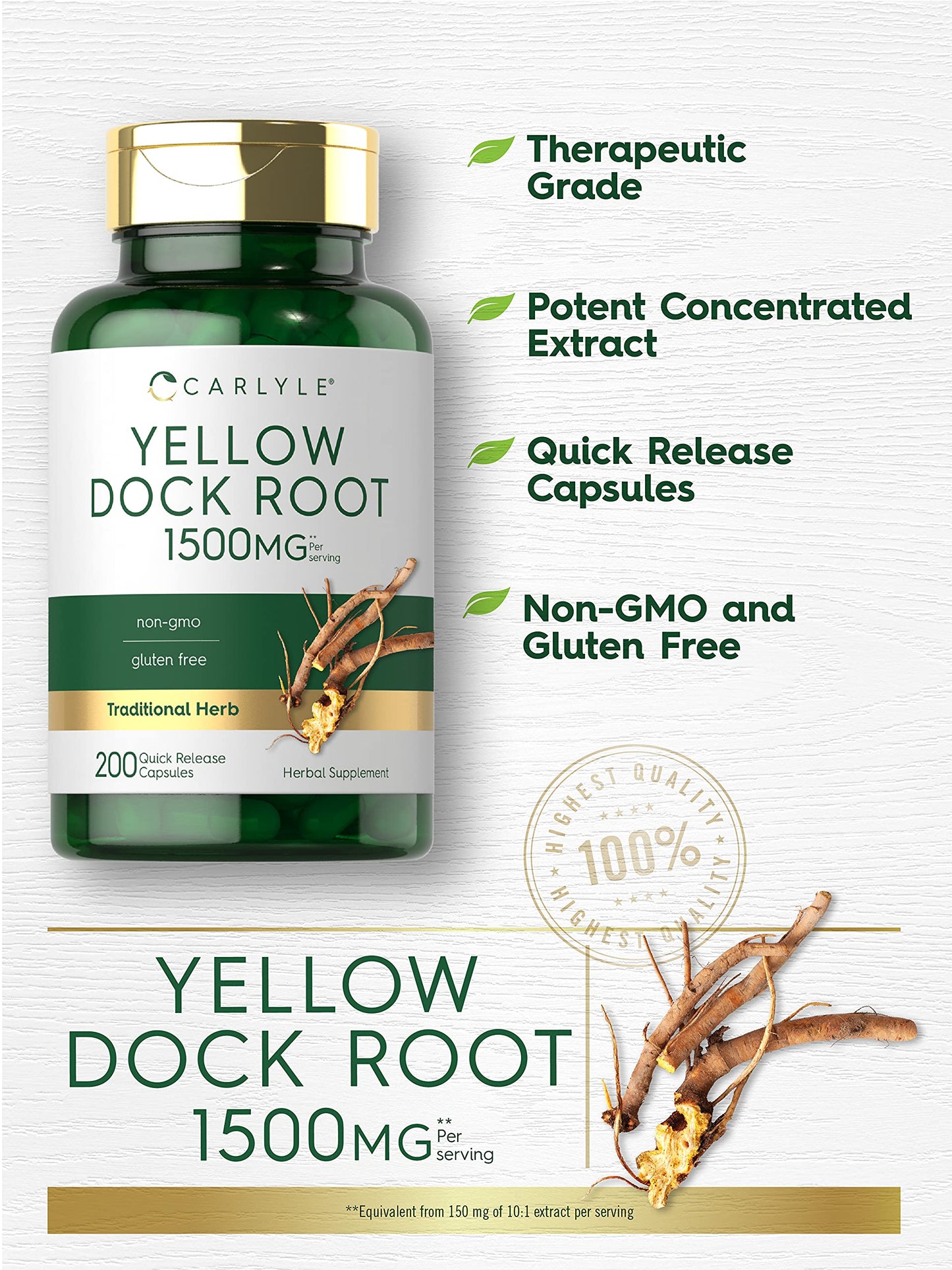 Carlyle Yellow Dock Root Capsules 200 Count