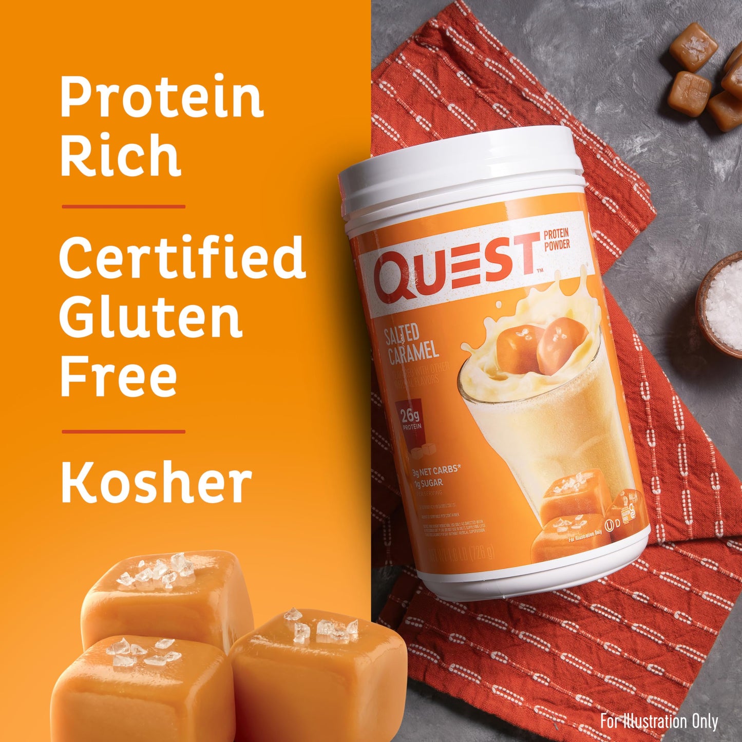 Quest Salted Caramel Protein Powder, 1.6 Pound, 24 Servings