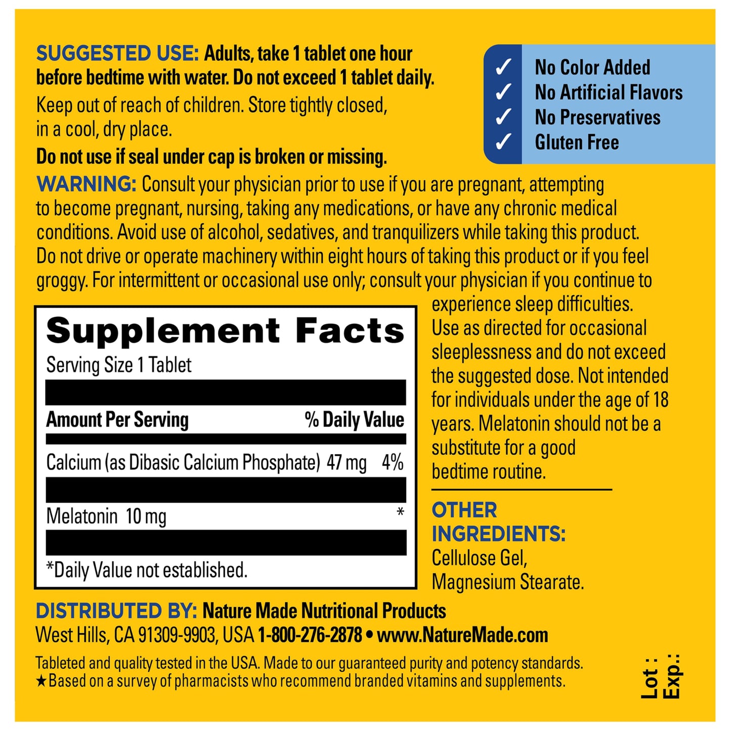Nature Made Melatonin 10mgMaximum Strength for Sleep Support Tablets, 70 Count