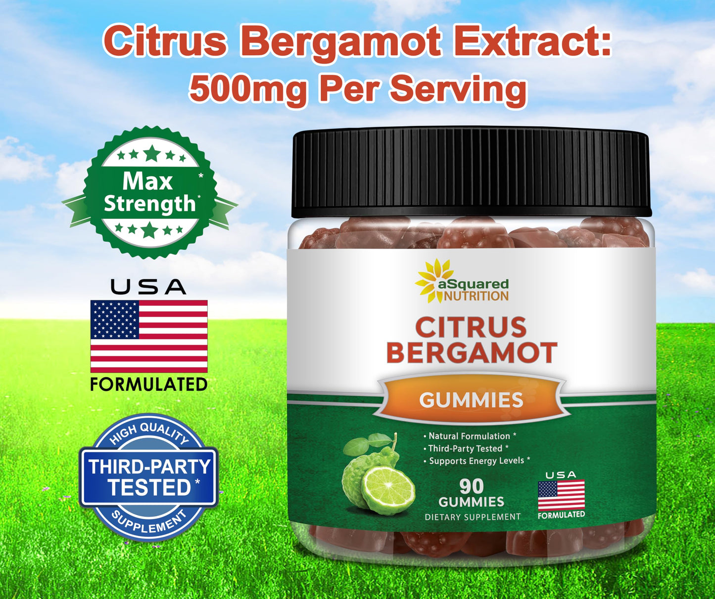 aSquared Nutrition Citrus Bergamot Gummies 90 Count