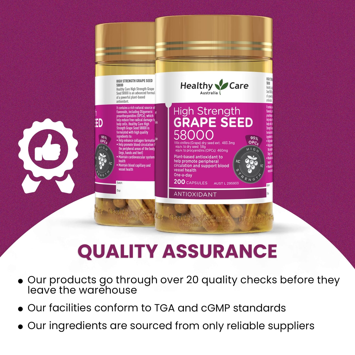 Xllent Healthy Care Grape Seed 58000 200 Capsules