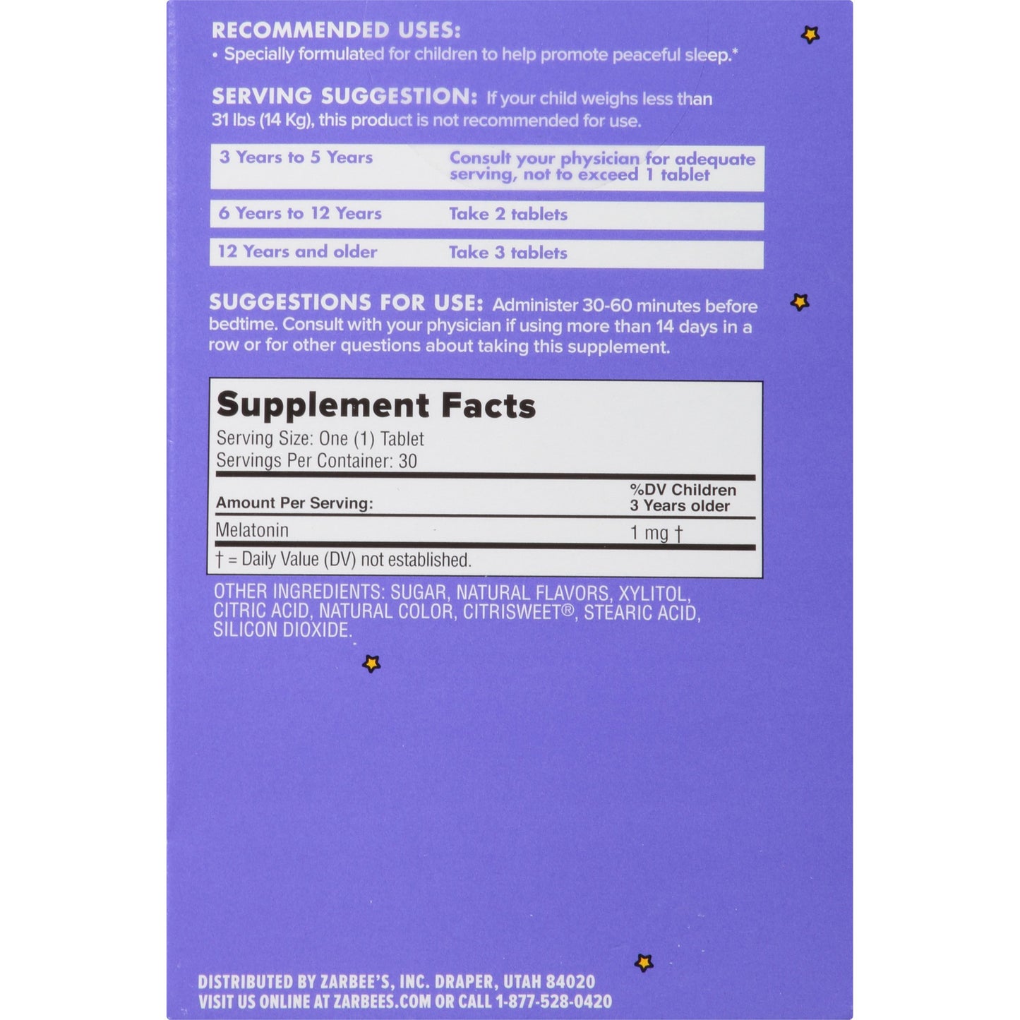 Zarbee's Naturals Children's Sleep Melatonin Supplement Tablets 60 Count