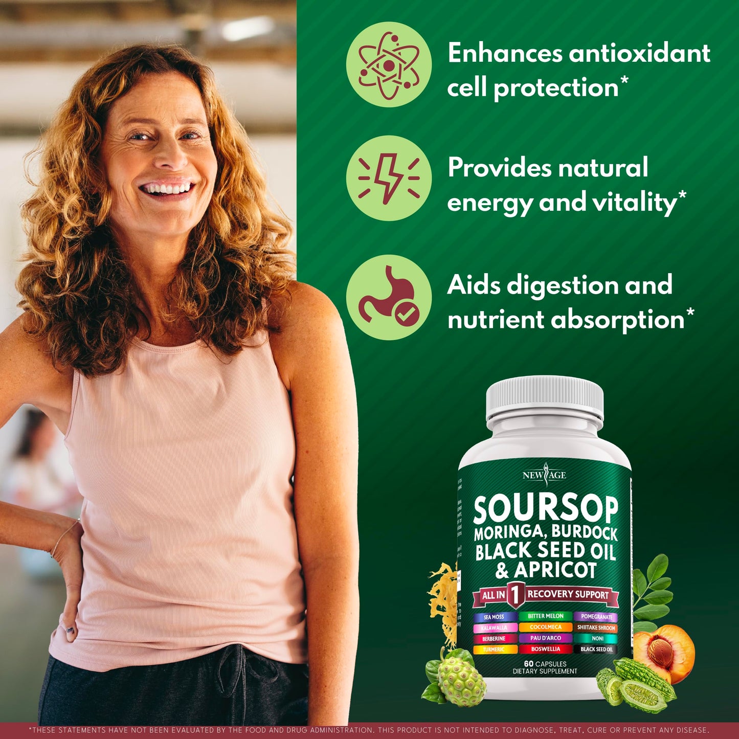 NEW AGE Soursop Supplement 120 Capsules