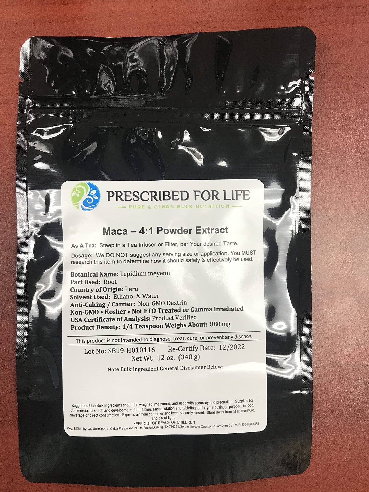 Prescribed For Life Maca Root Powder 4:1 Powder 11.9931 oz