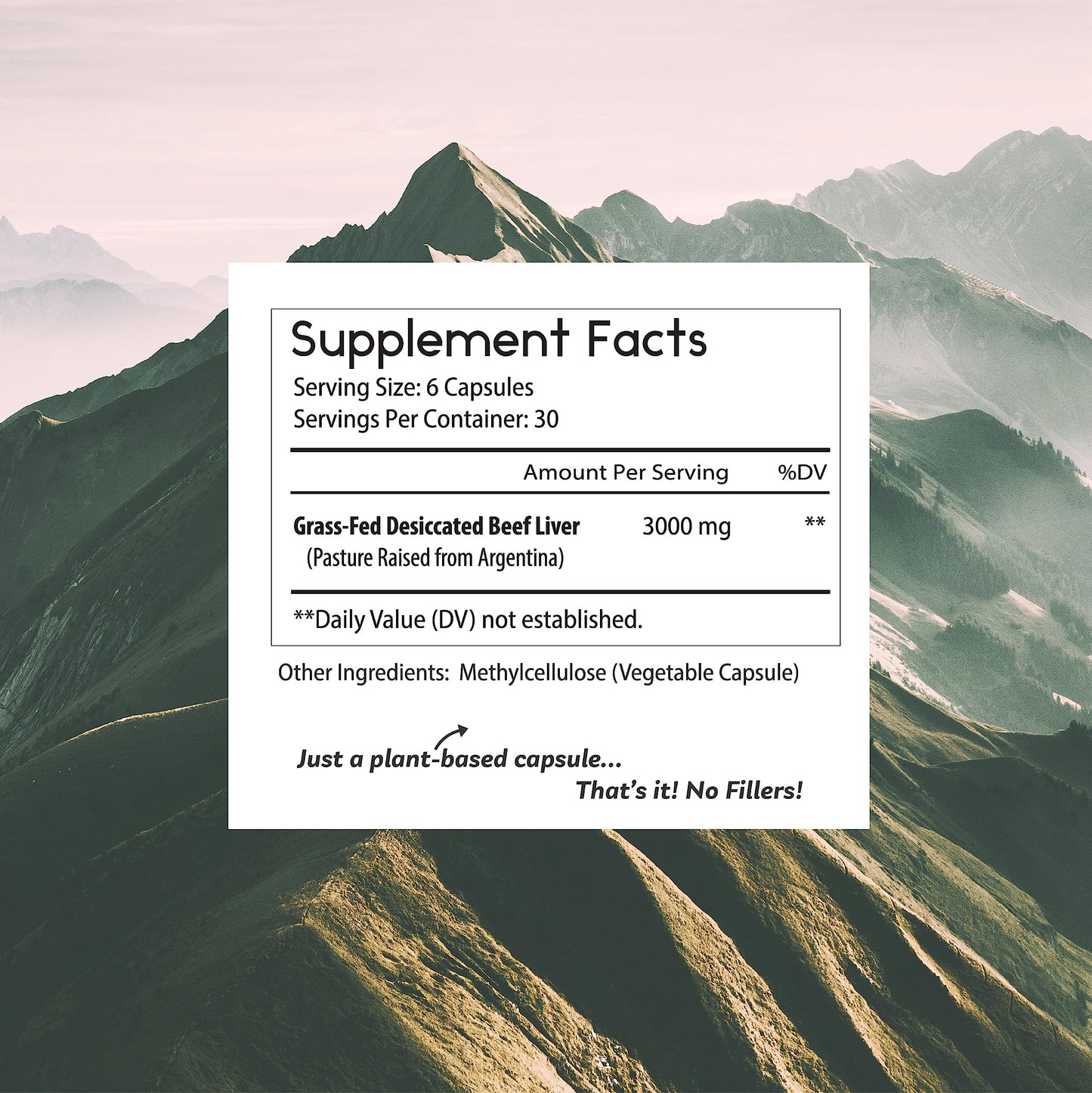 Thomas' all-natural Remedies Grassfed Beef Liver Supplement Capsules, 180 Count