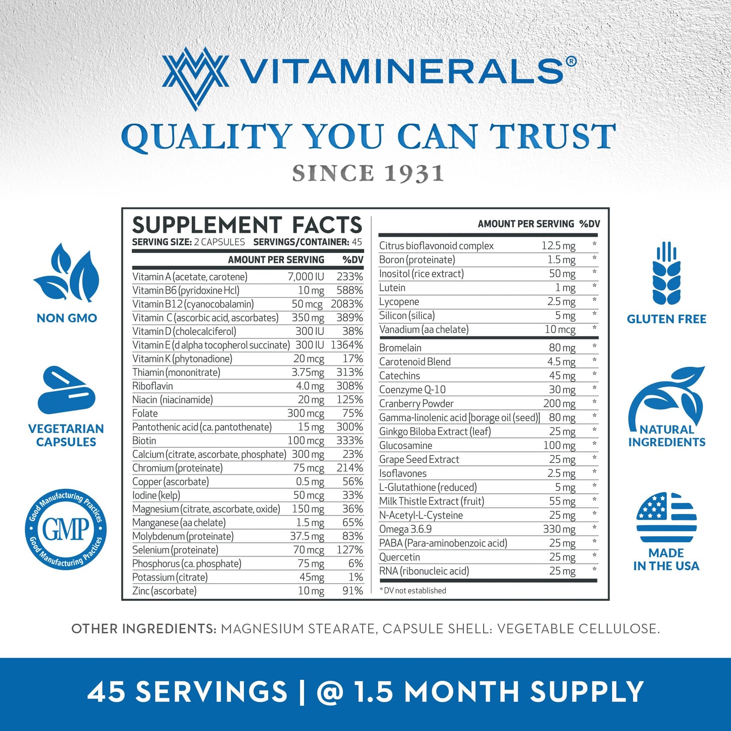 Vitaminerals CombAdult Comprehensive Vitamin & Mineral Formula Capsules 90 Count