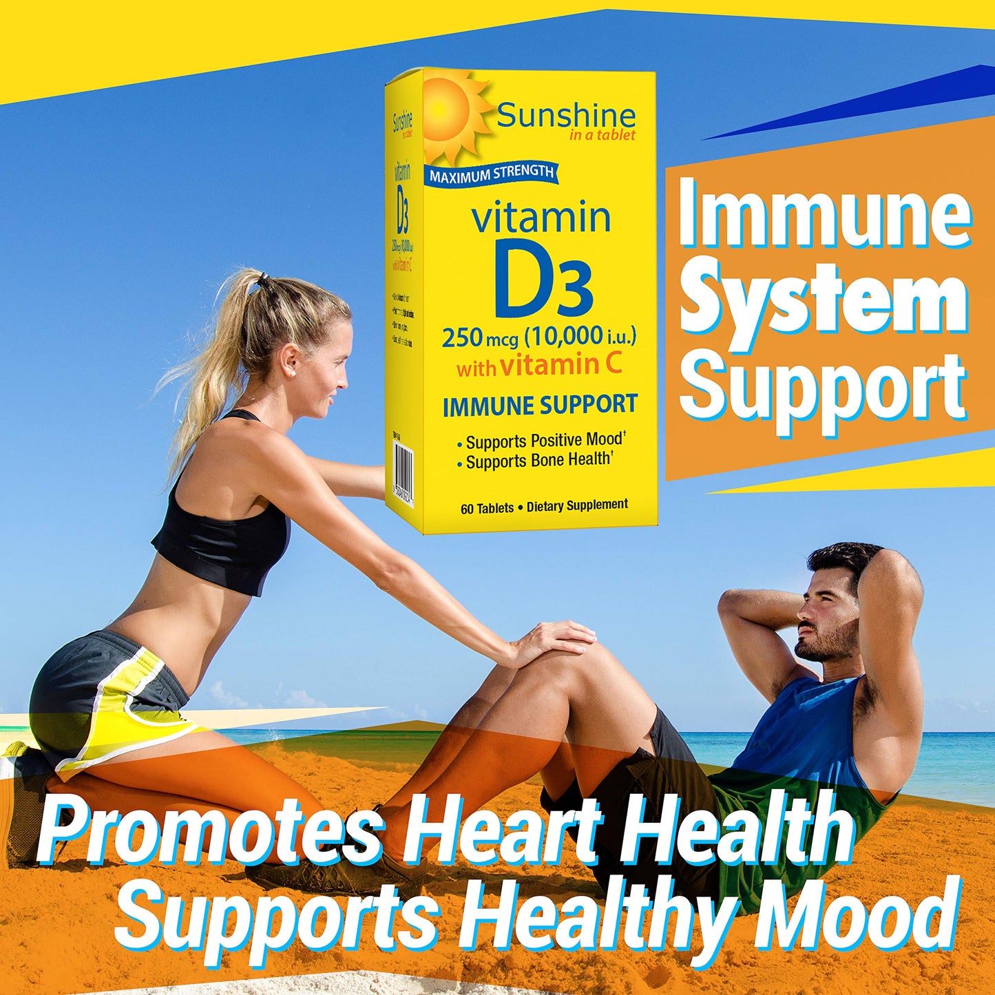 Sunshine Vitamin D 10,000 IU Tablets, 30 Count