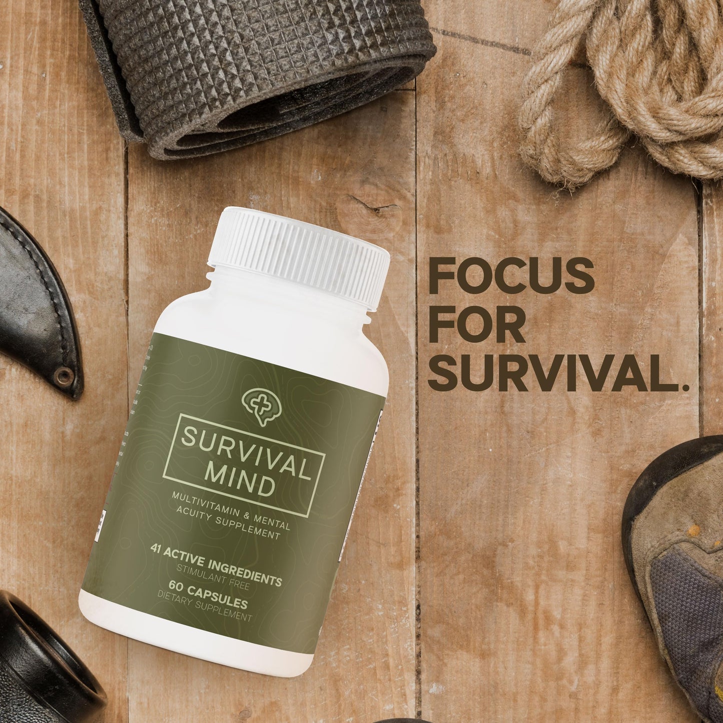 TerraForm Nutrition Survival Mind Multivitamin and Cognitive Booster Capsules, 60 Count