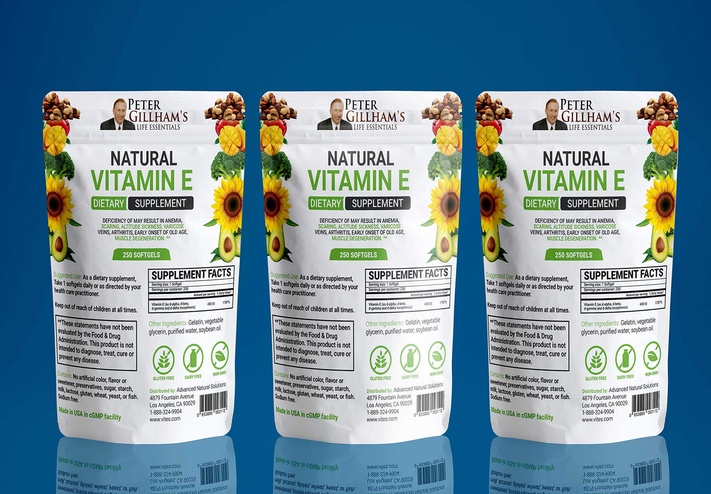 Peter's Choice Natural Vitamin E 400IU Softgel, 250 Softgels