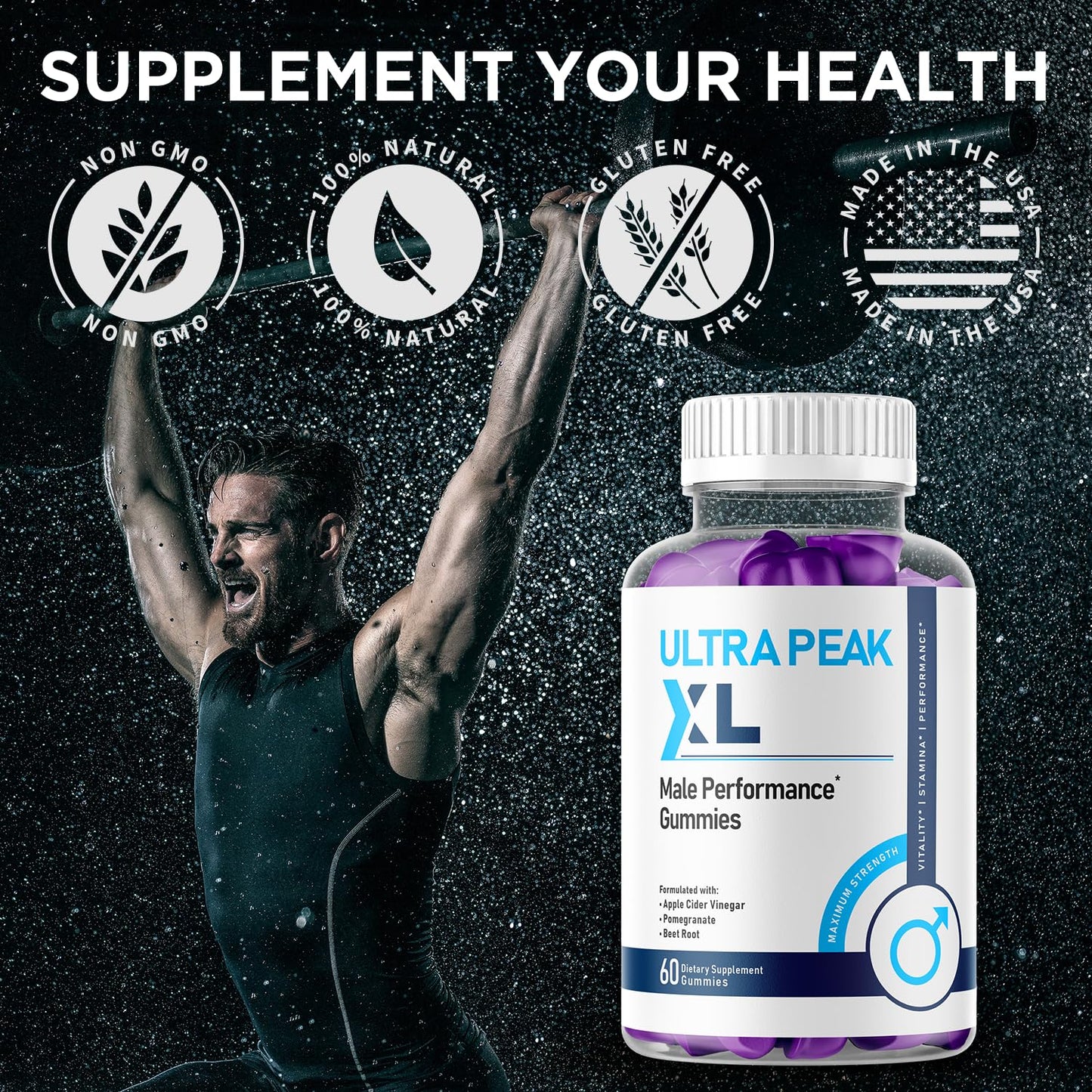 Flex University Ultra Peak XL Gummies for Men, 60 Gummies