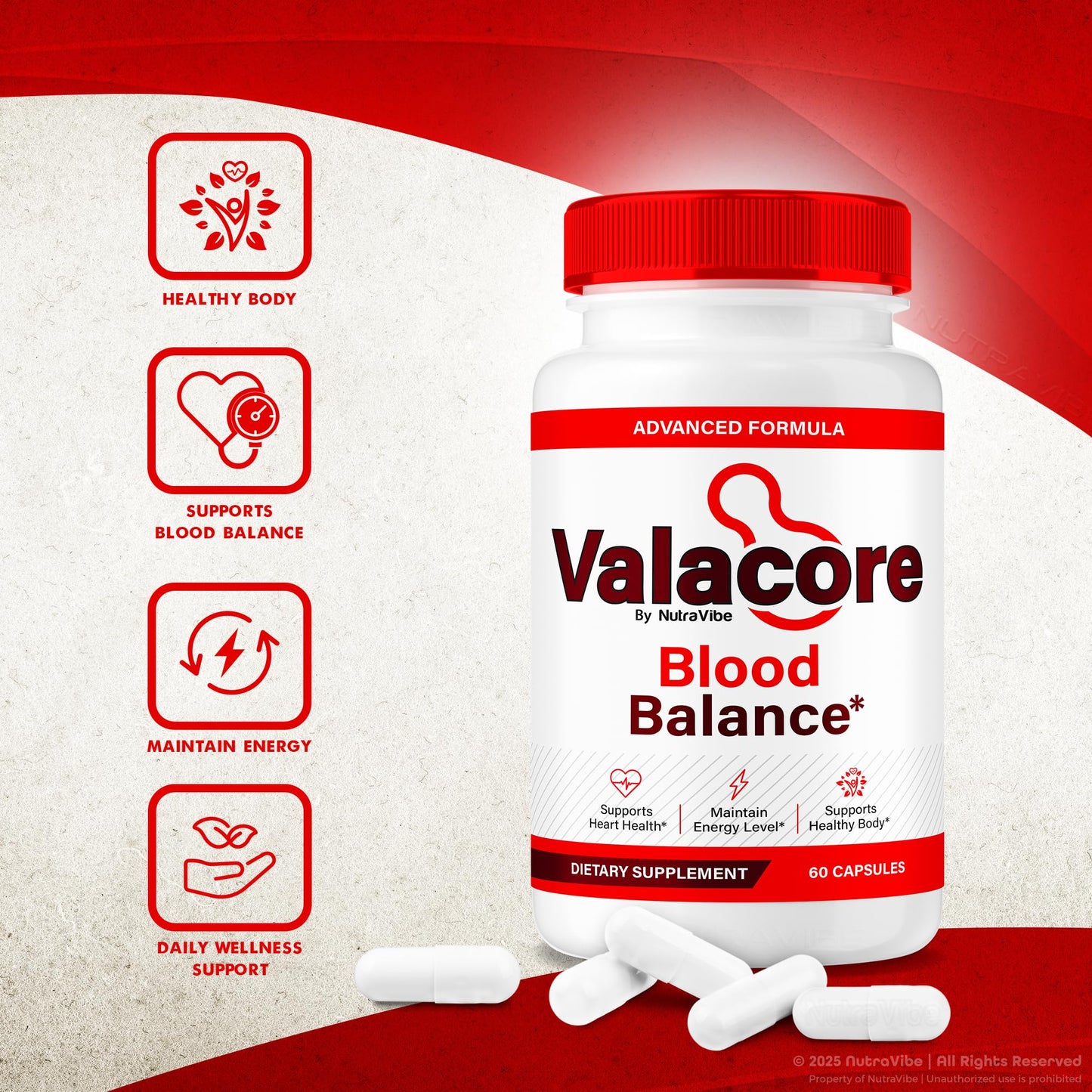 NutraVibe Valacore Blood Balance Capsules 120 Capsules