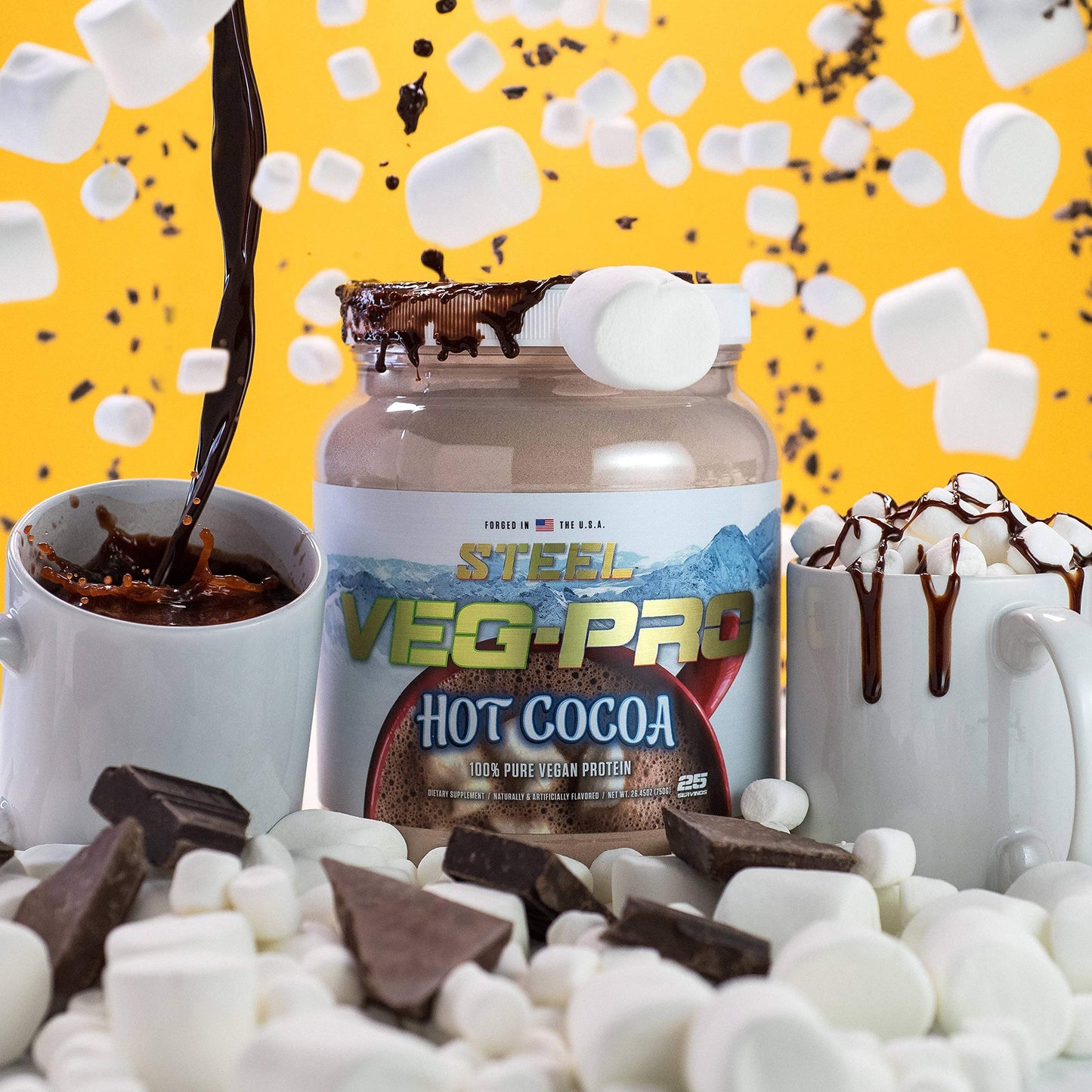 Steel Supplements Veg-PRO Vegan Protein Powder Hot Cocoa, 1.65 lb