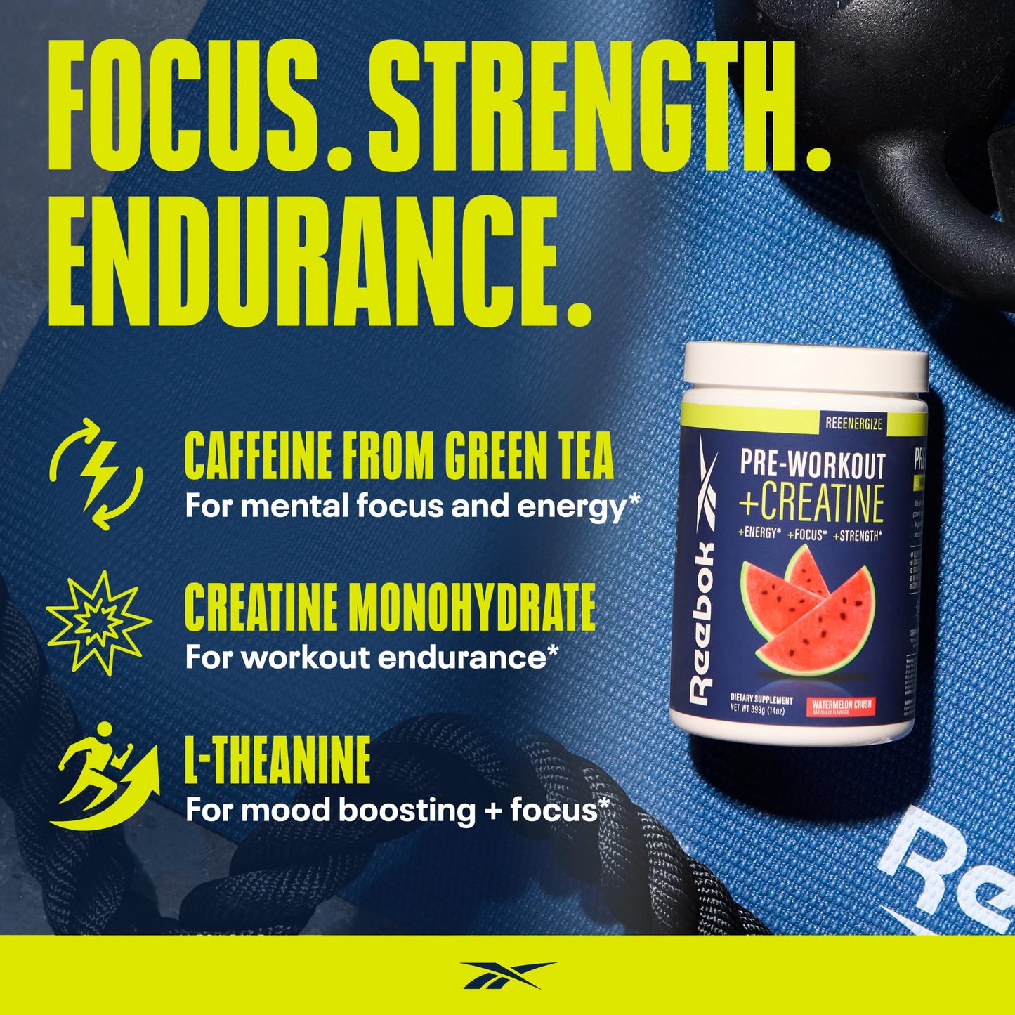 Reebok REEenergize Pre-Workout + Creatine Powder, 14 Ounce
