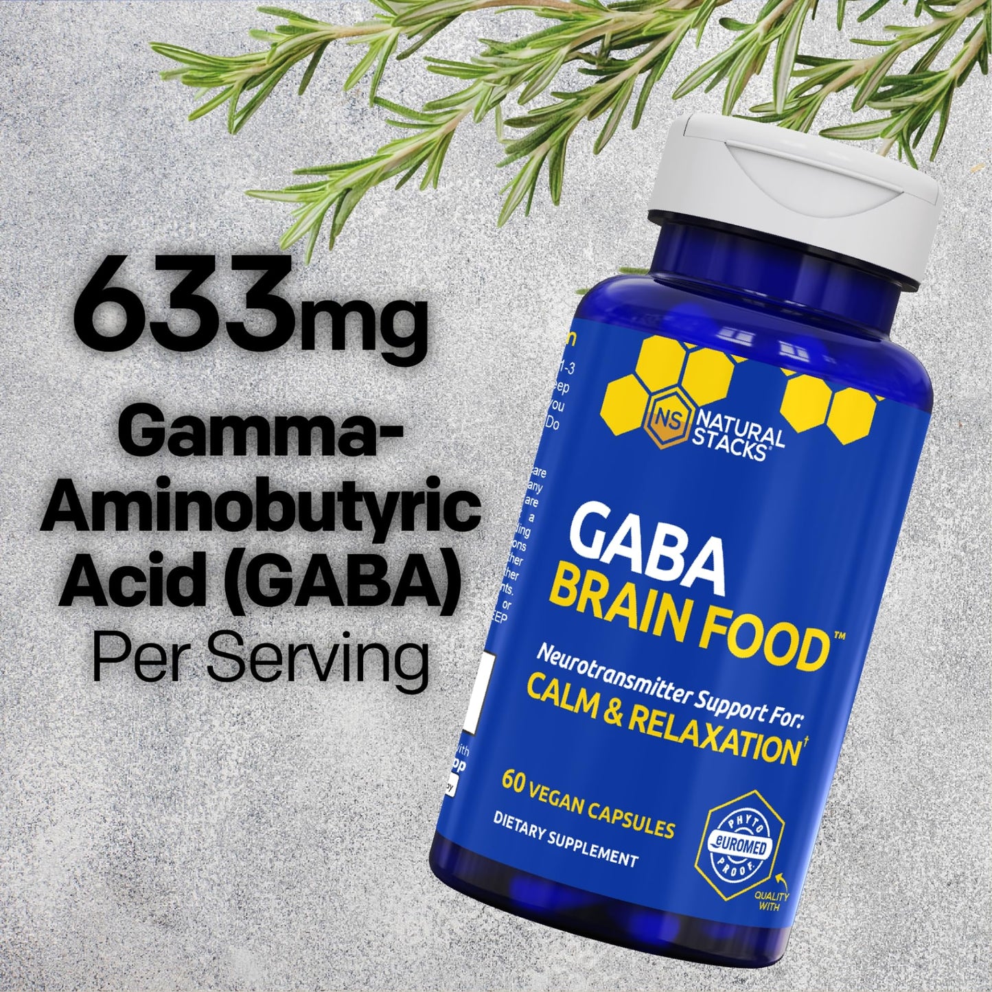 NATURAL STACKS GABA Brain Food, Sleep & Relaxation Support with L-Citrulline Capsule 60 Count