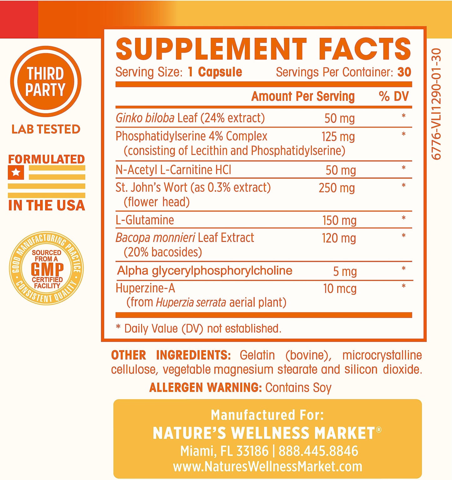 Natures Wellness Brain Booster Capsule 1 Count