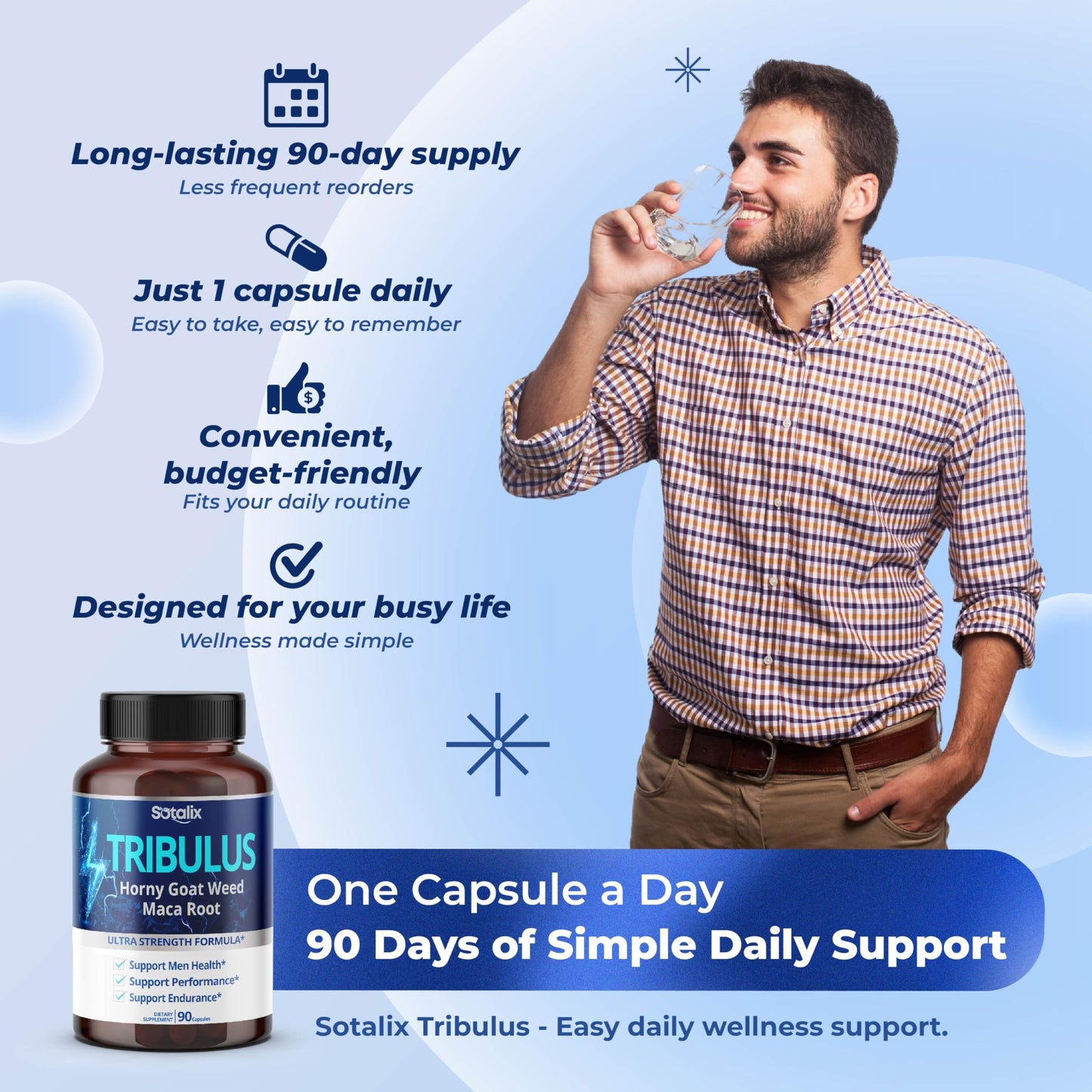 SOTALIX SUPPLEMENT Tribulus Terrestris with Maca Root, Tongkat Ali & Ginseng Capsule, 90 Count