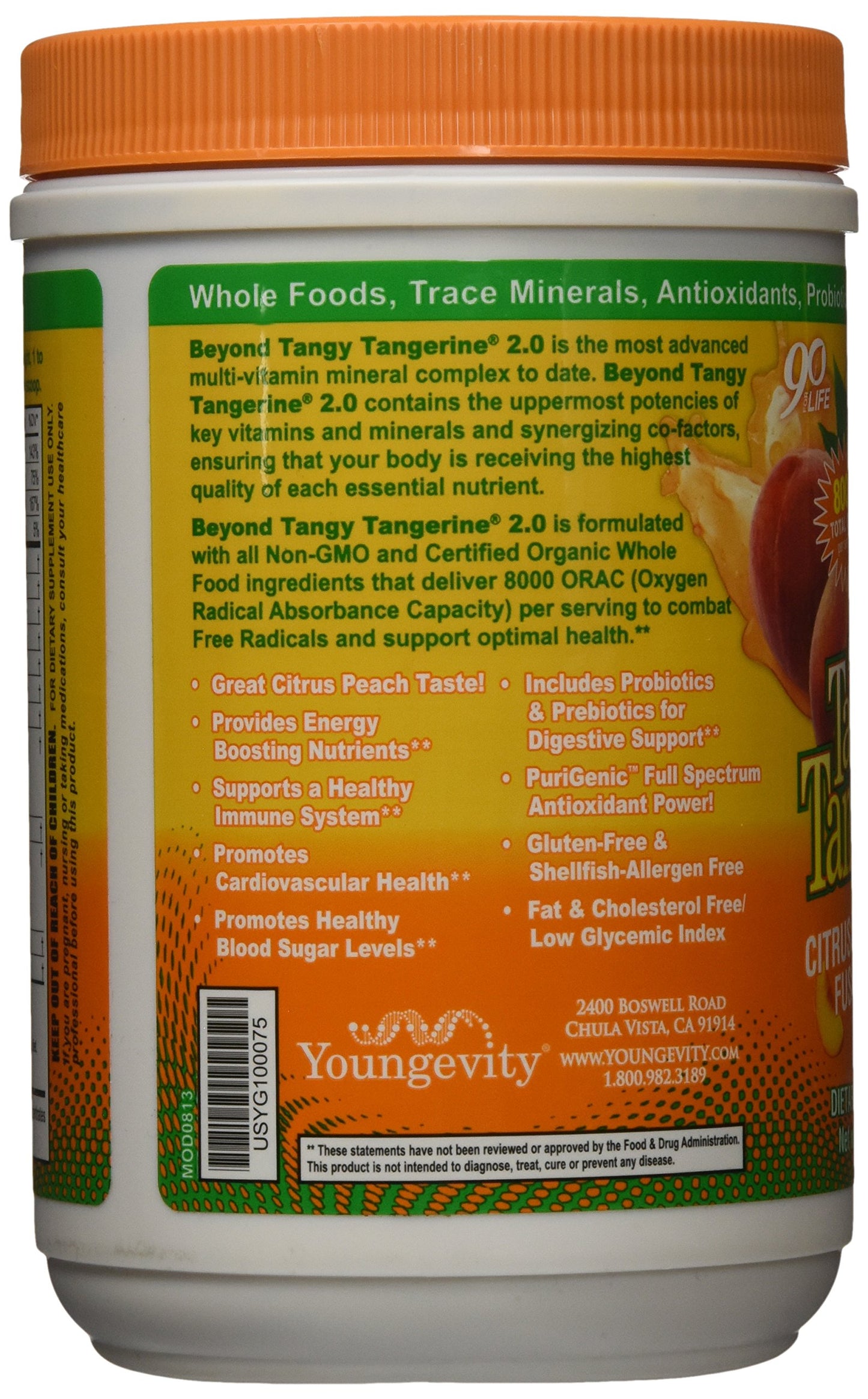 Youngevity Beyond Tangy Tangerine 2.0 Citrus Peach Fusion Powder 16