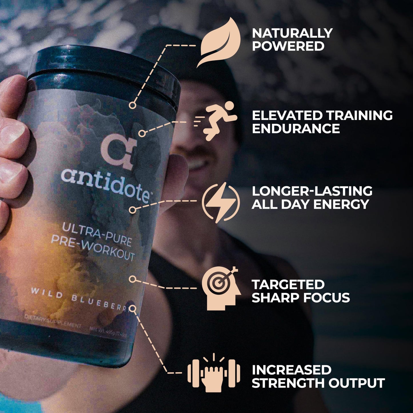 Antidote Clean Pre-Workout Powder Wild Blueberry 11.64 oz