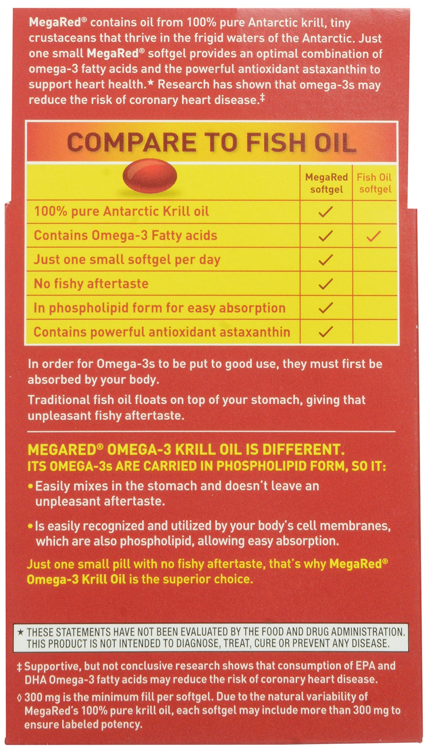 Megared MegaRed 350mg Omega-3 Krill Oil Softgels, 60 Softgels