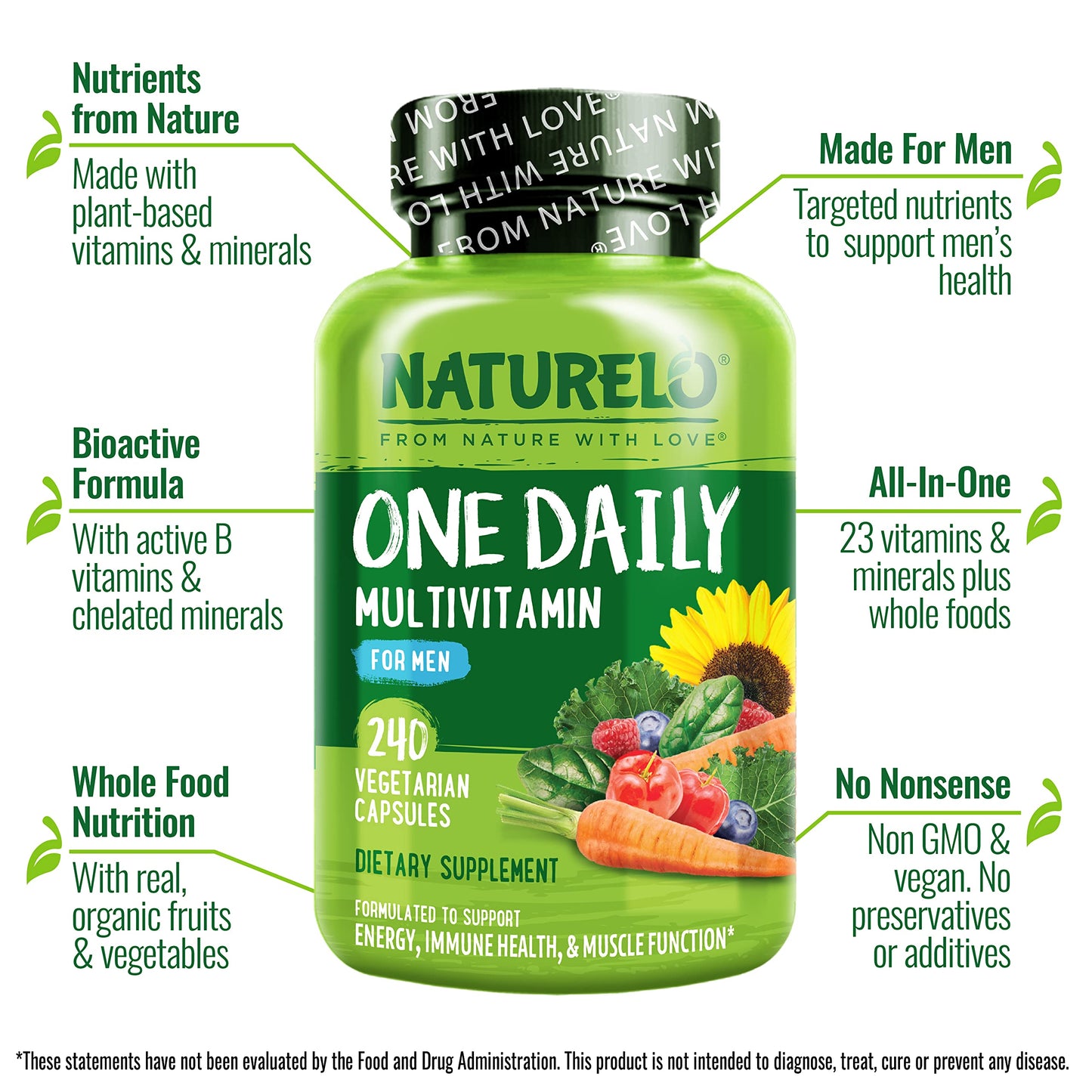 NATURELO Mens Multivitamins Capsule 240 Count
