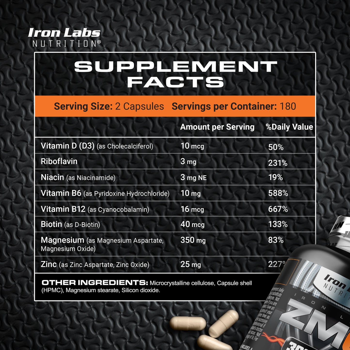 Iron Labs Nutrition ZM6 High Strength Zinc and Magnesium Supplement Capsule 360 Capsules