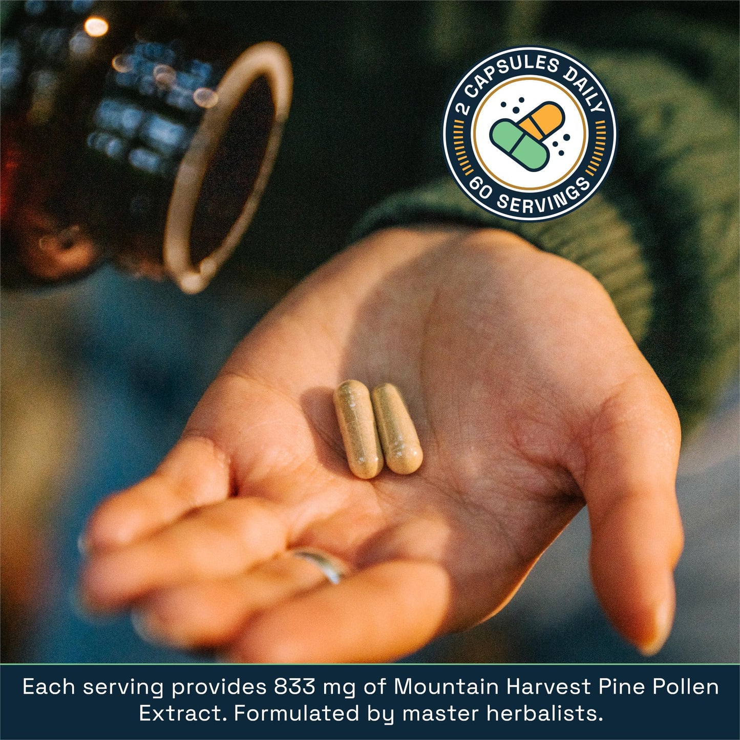 RAW Forest Foods Pine Pollen Extract Capsules, 120 Count