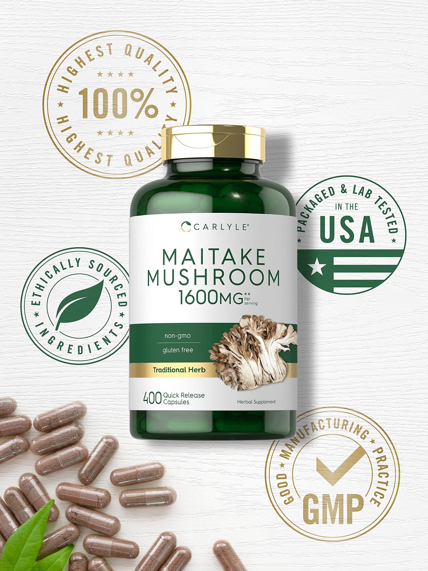 Carlyle Maitake Mushroom Supplement Capsules 400