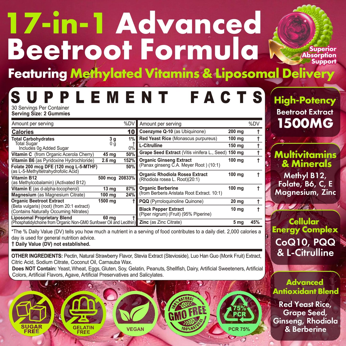 LILICARE Beet Root Gummies 60 Count