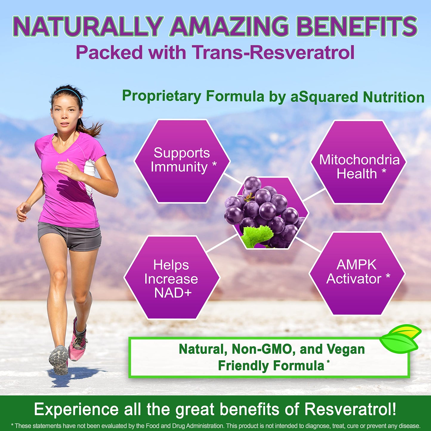 aSquared Nutrition Natural Resveratrol with Red Wine Extract Trans-Resveratrol Antioxidant Supplement Capsules, 180 Count