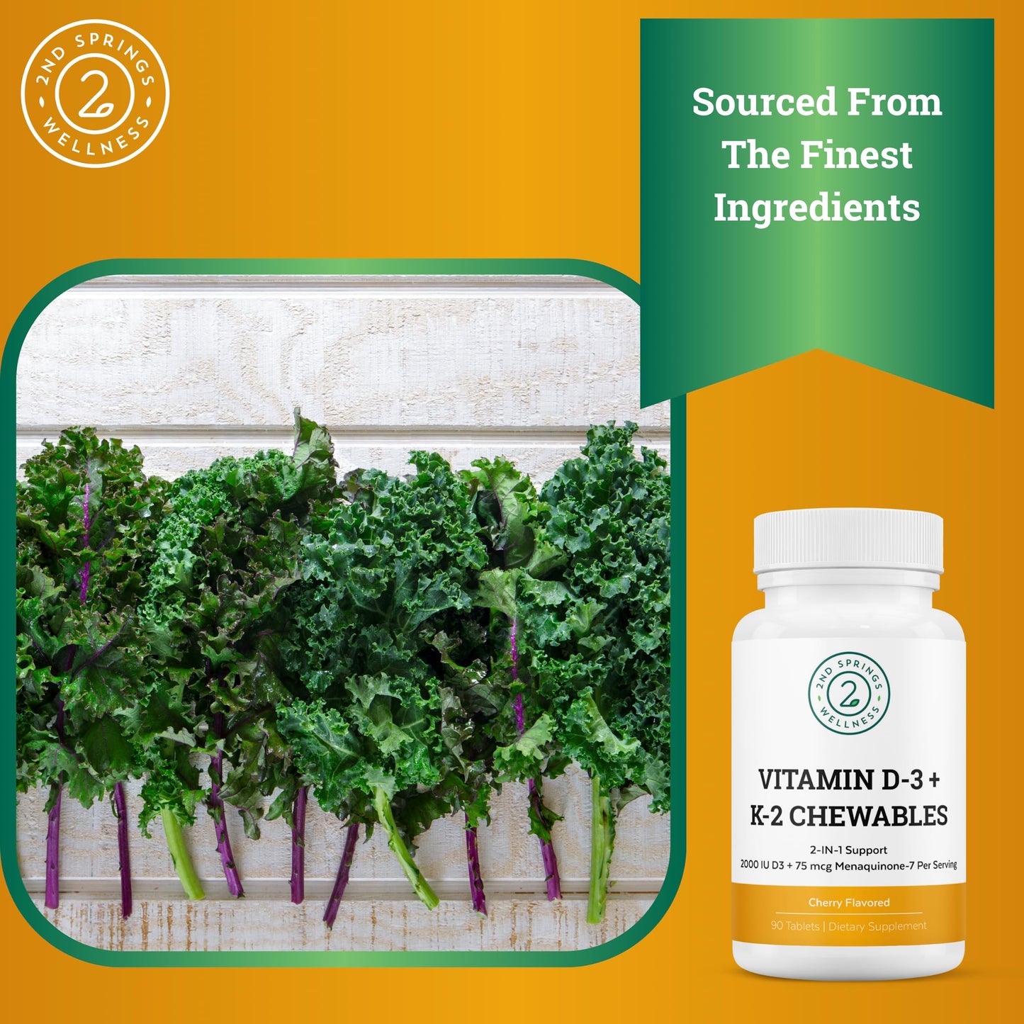 2nd Springs Women's Daily 7 Essentials Vitamin D3 + K2 Adaptogen Complex Bundle Chewables 180