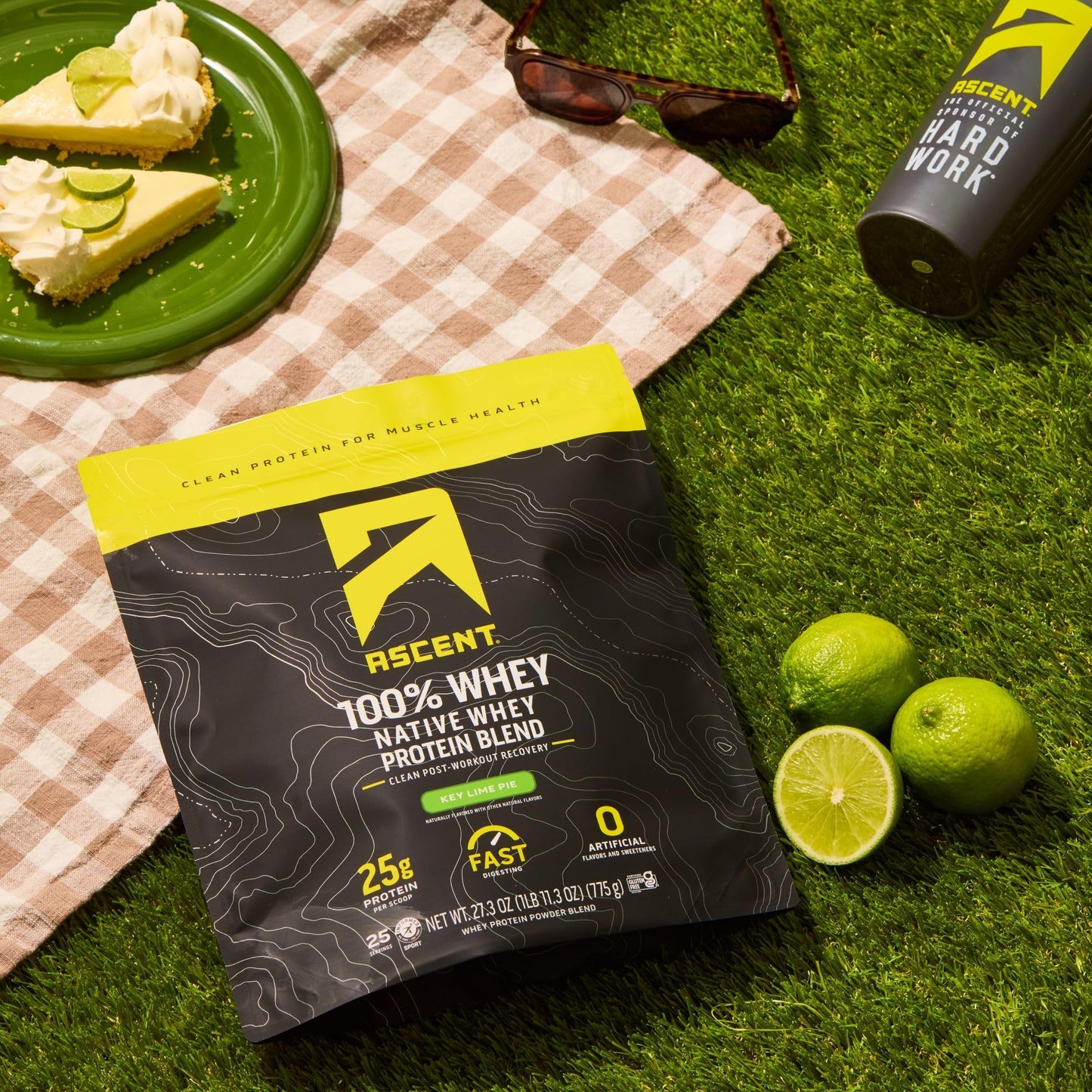 Ascent 100% Whey Protein Powder Key Lime Pie, 1.71 lb