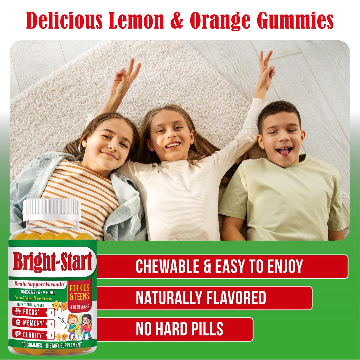 Celebrity LifeStyle Product BrightStart Focus Gummies for Kids & Teens Gummy 60 Count