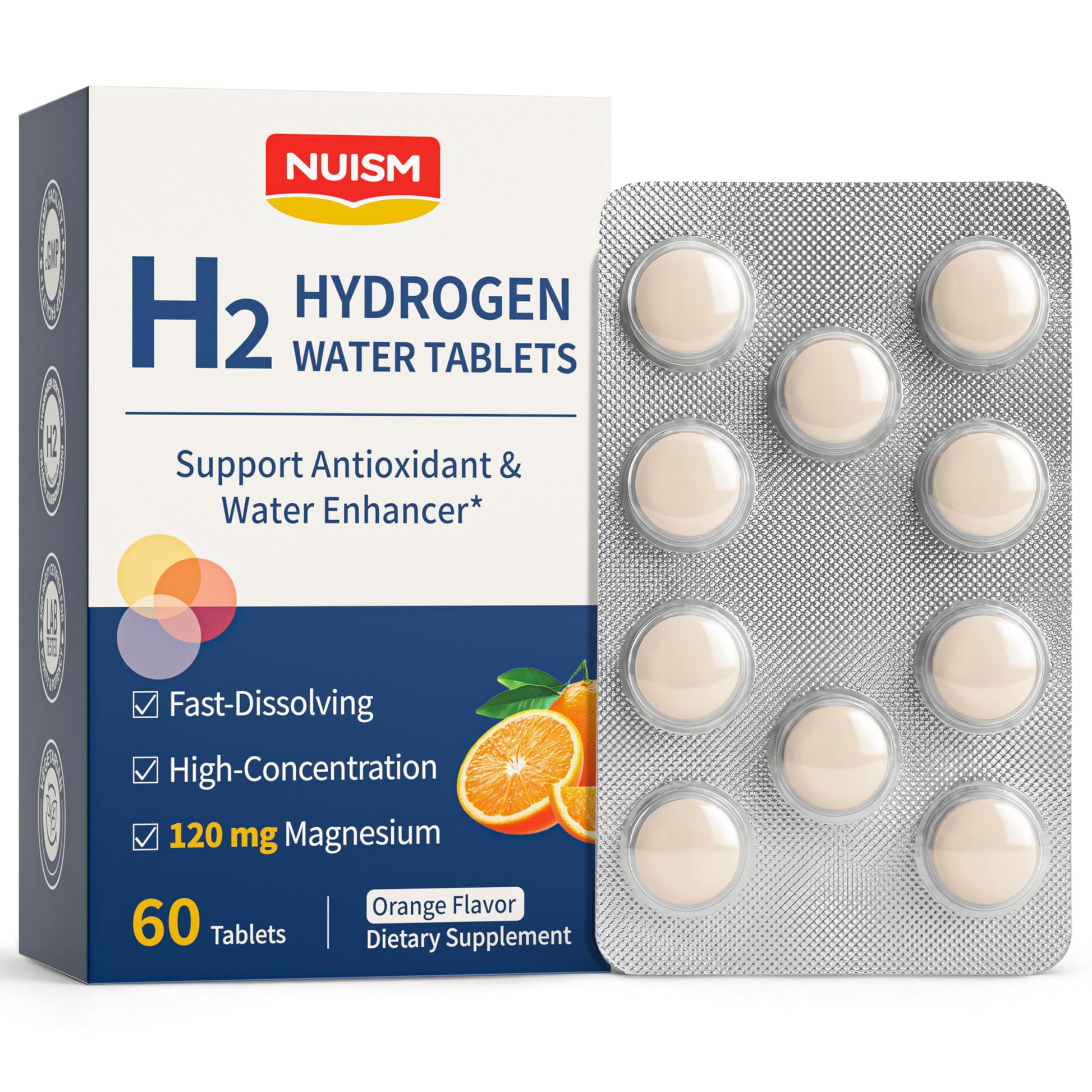NUISM Hydrogen Water Tablets with Magnesium, 60 Tablets