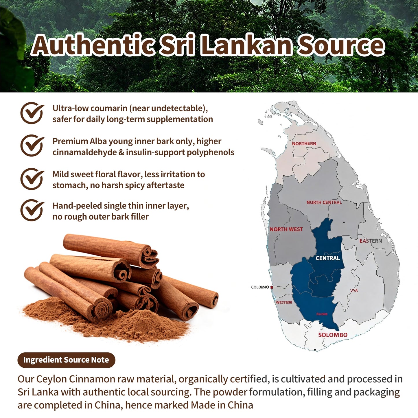 VivoNu Pure Organic Ceylon Cinnamon Powder, Authentic Sri Lankan Inner Bark Source, 1 Ounce
