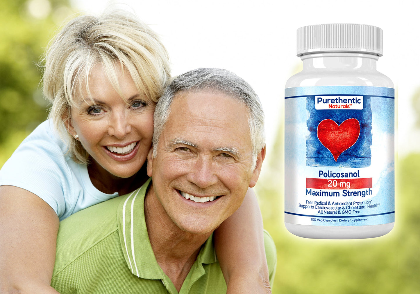 Purethentic Naturals Policosanol 20mg Veg Capsules, 100 Capsules